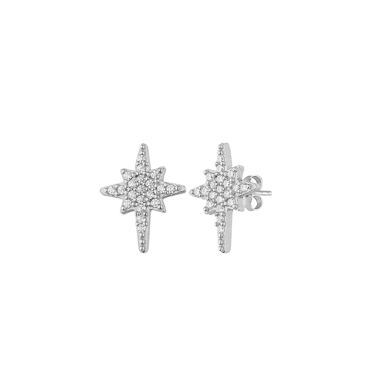 Spero London Silver Northern Star Sterling Stud Earrings
