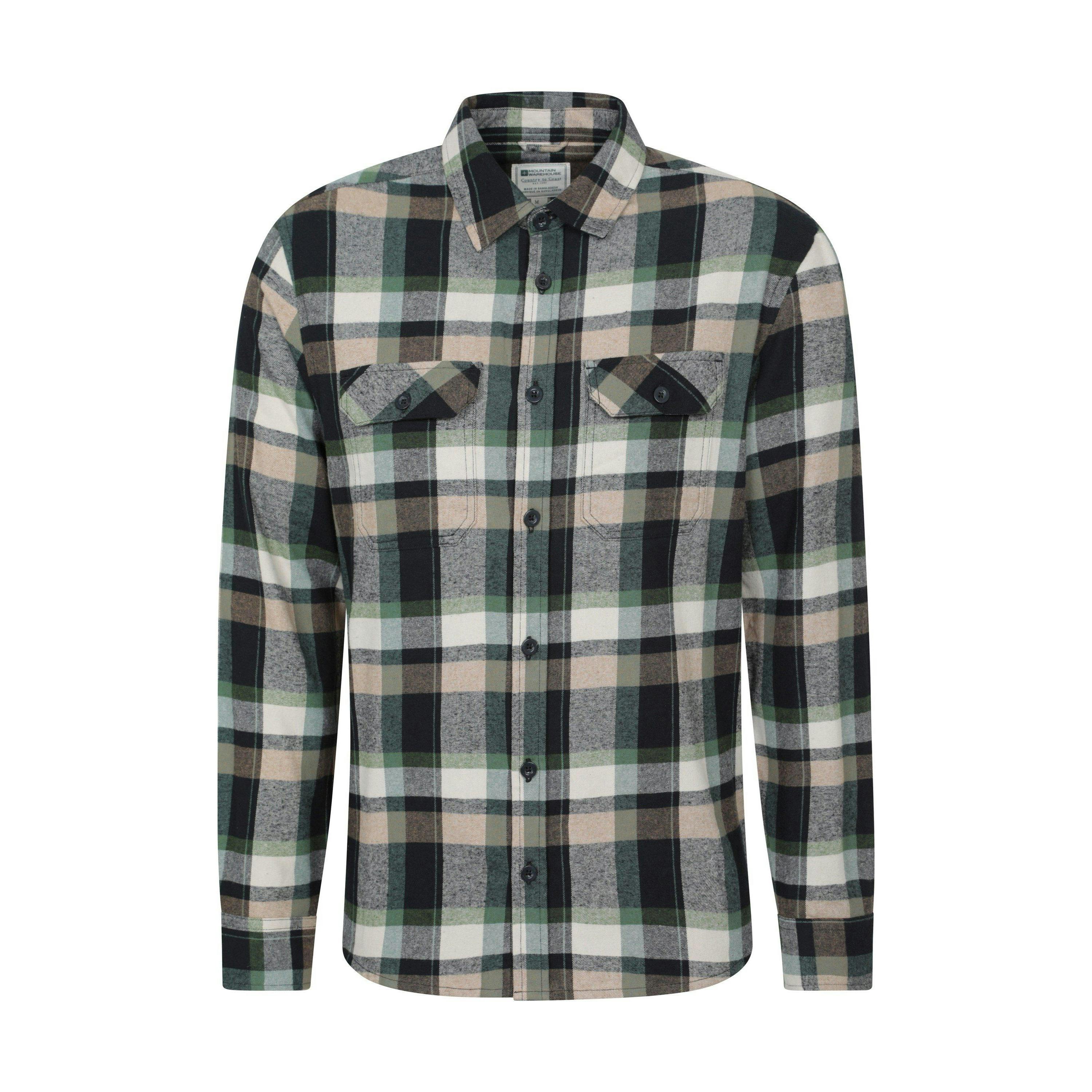 Mountain Warehouse Men's Dark Trace Flannel Long-Sleeved Shirt - Khaki - Xxl, Xxl - Khaki - 100% Cotton