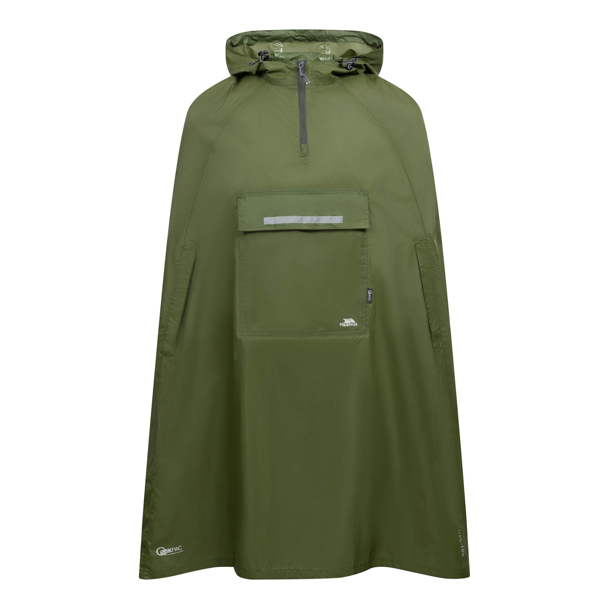 Trespass Unisex Light Qikpac Hooded Waterproof Packaway Poncho - Moss - L - Moss - 100% Polyamide