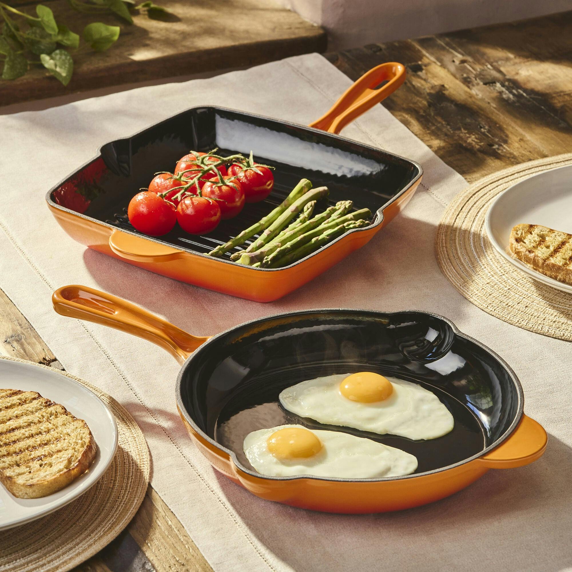 Cooks Professional Unisex Orange 2 Piece Cast Iron Frying Pan & Skillet Set With Enamel Interior In | : Size 4 Pack - Image 4