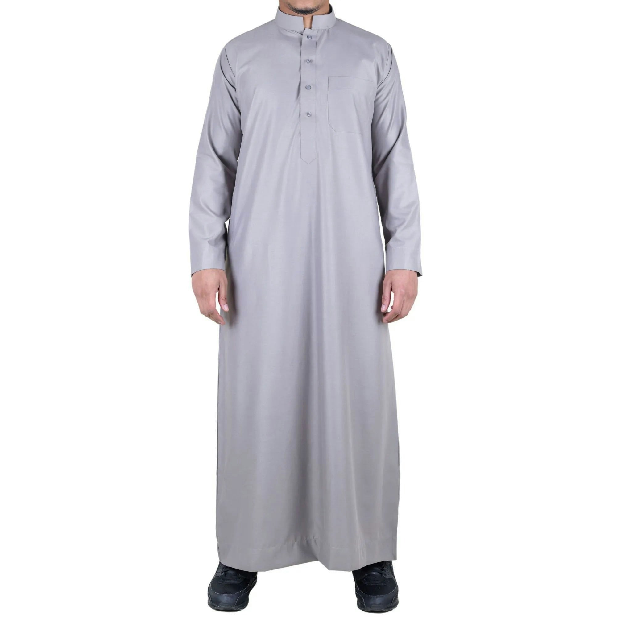 Thobez Men's Beige Thobe Jubba Nehru Collar Islamic Clothing Muslim Kaftan Dress Robe - Small