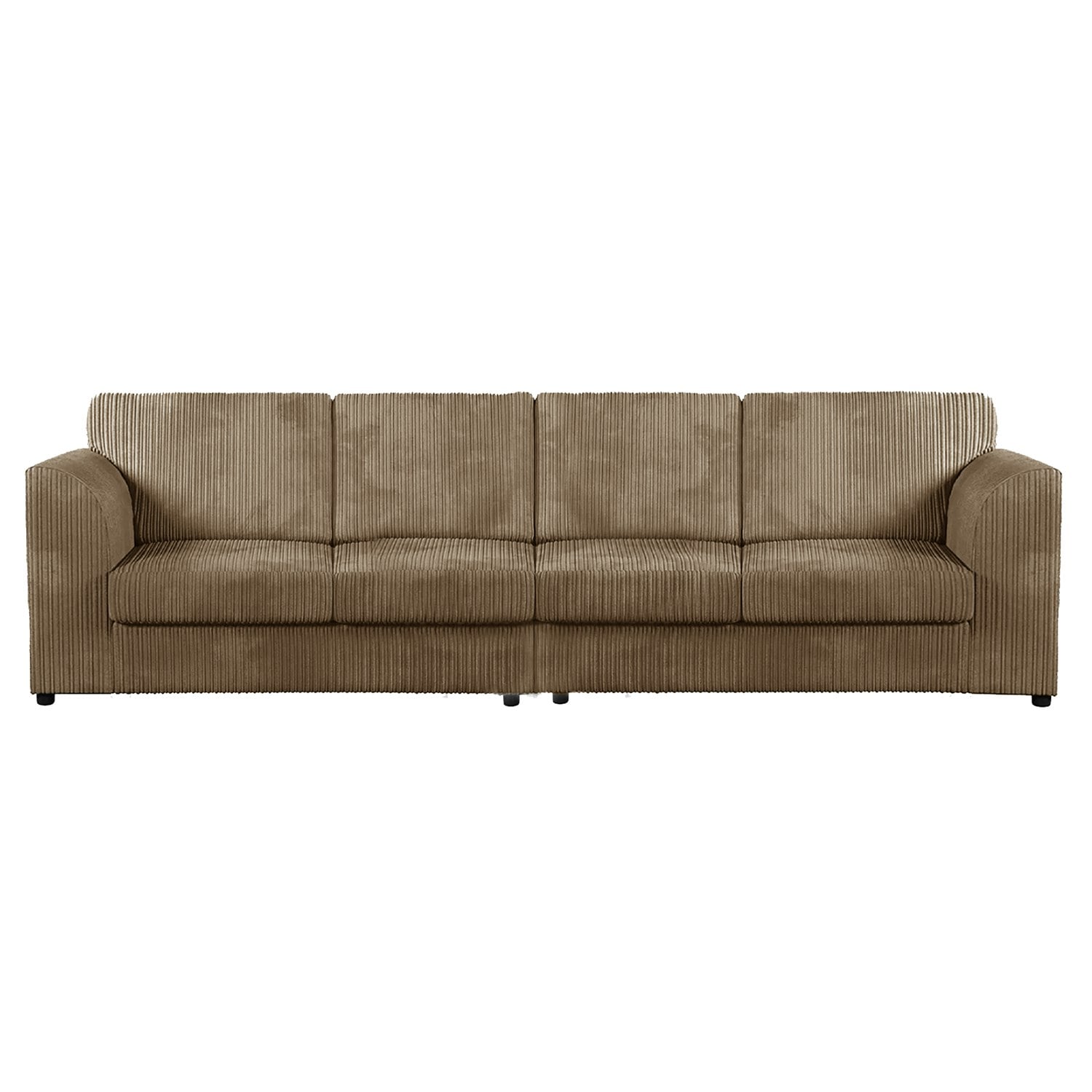 Rackhams Black Luxor Cord Long Fabric 4 Seater - Full Back - Coffee