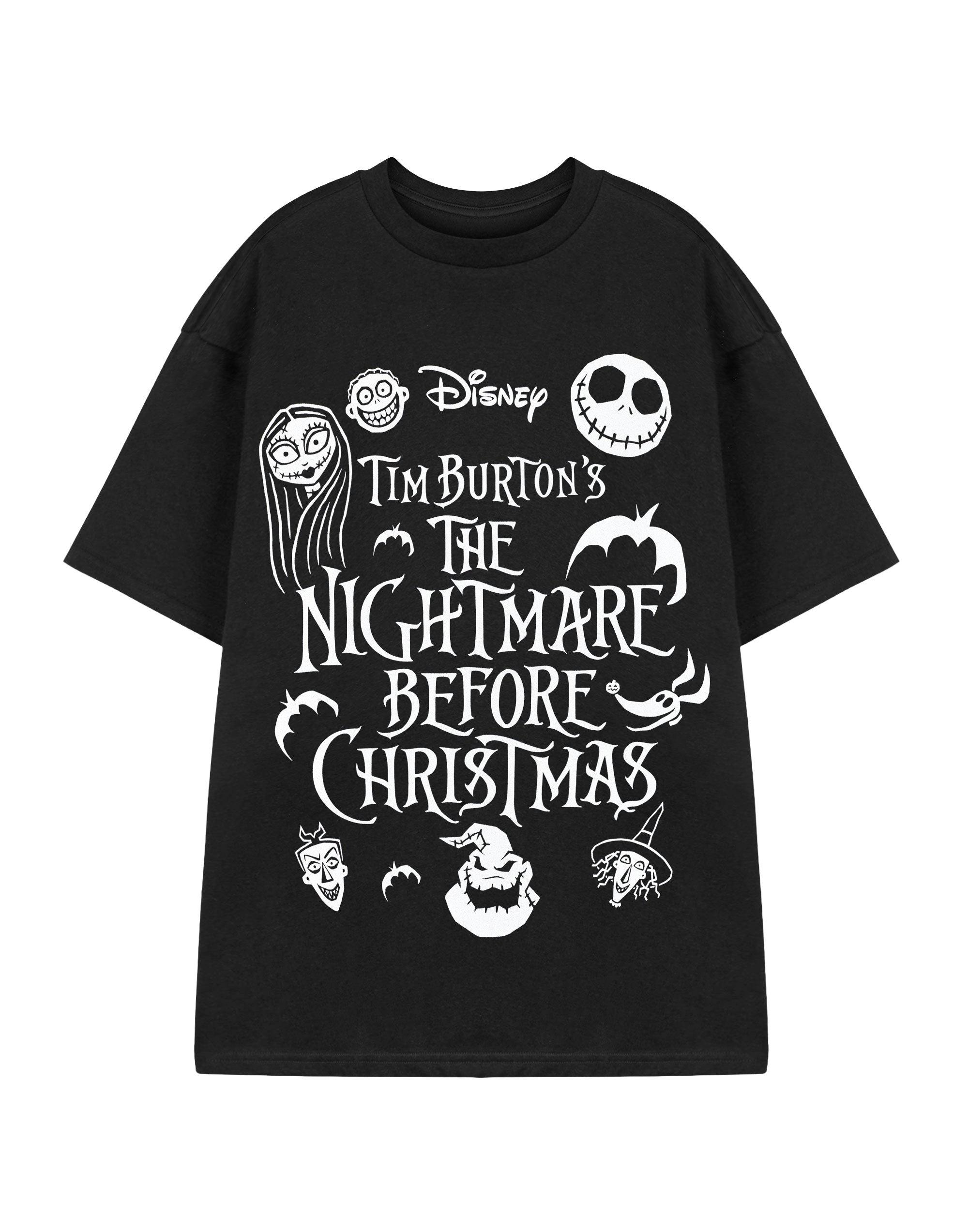 Vanilla Underground Unisex Black Disney The Nightmare Before Christmas Multi Character Short Sleeved T-Shirt - Medium