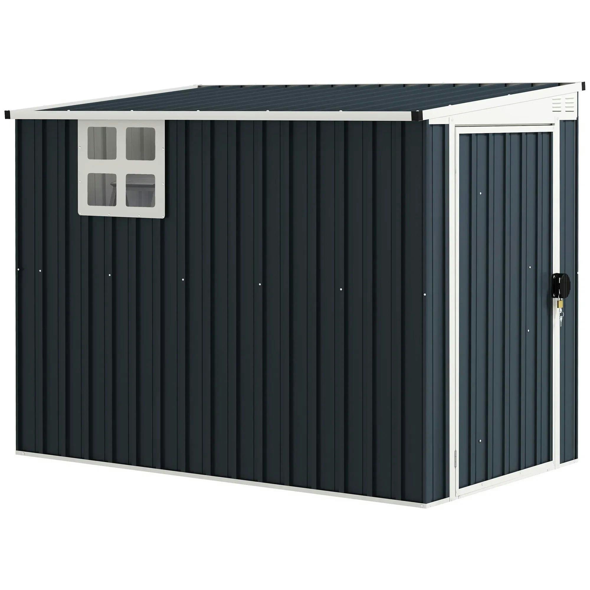 B&Q - 7.6 X 4Ft Lean To Garden Storage Shed With WindowDark Grey - Image 4