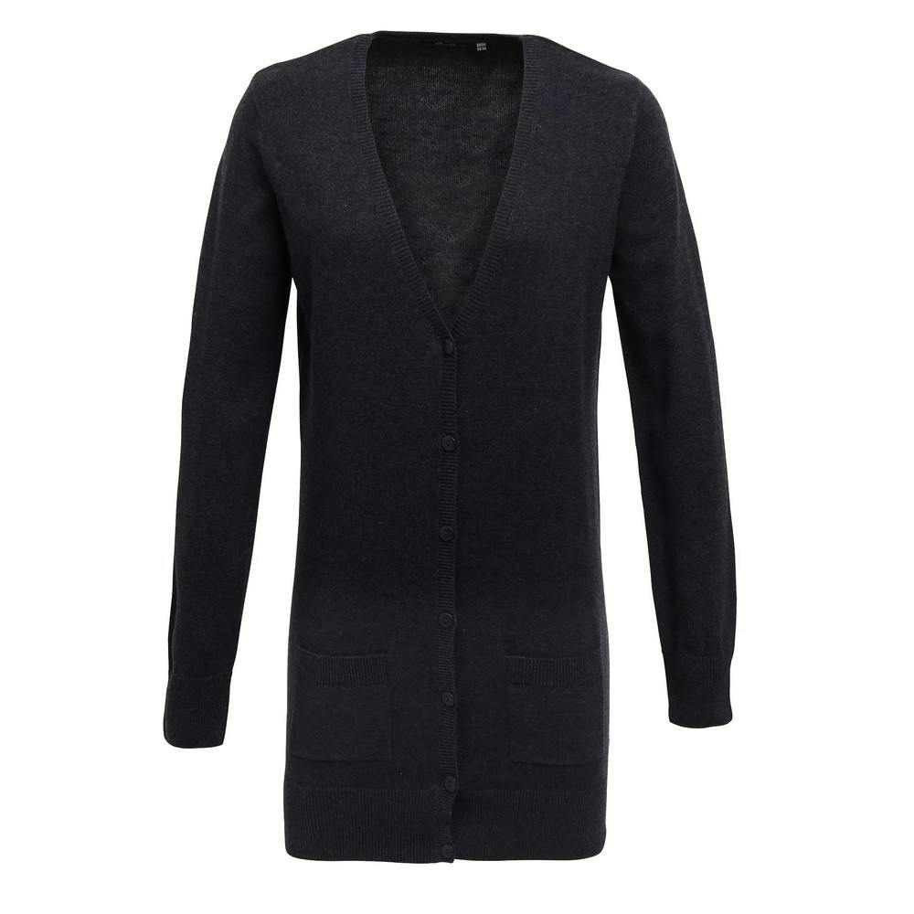 Premier Women's Charcoal Longline V Neck Cardigan In | Size: 10 - Image 3