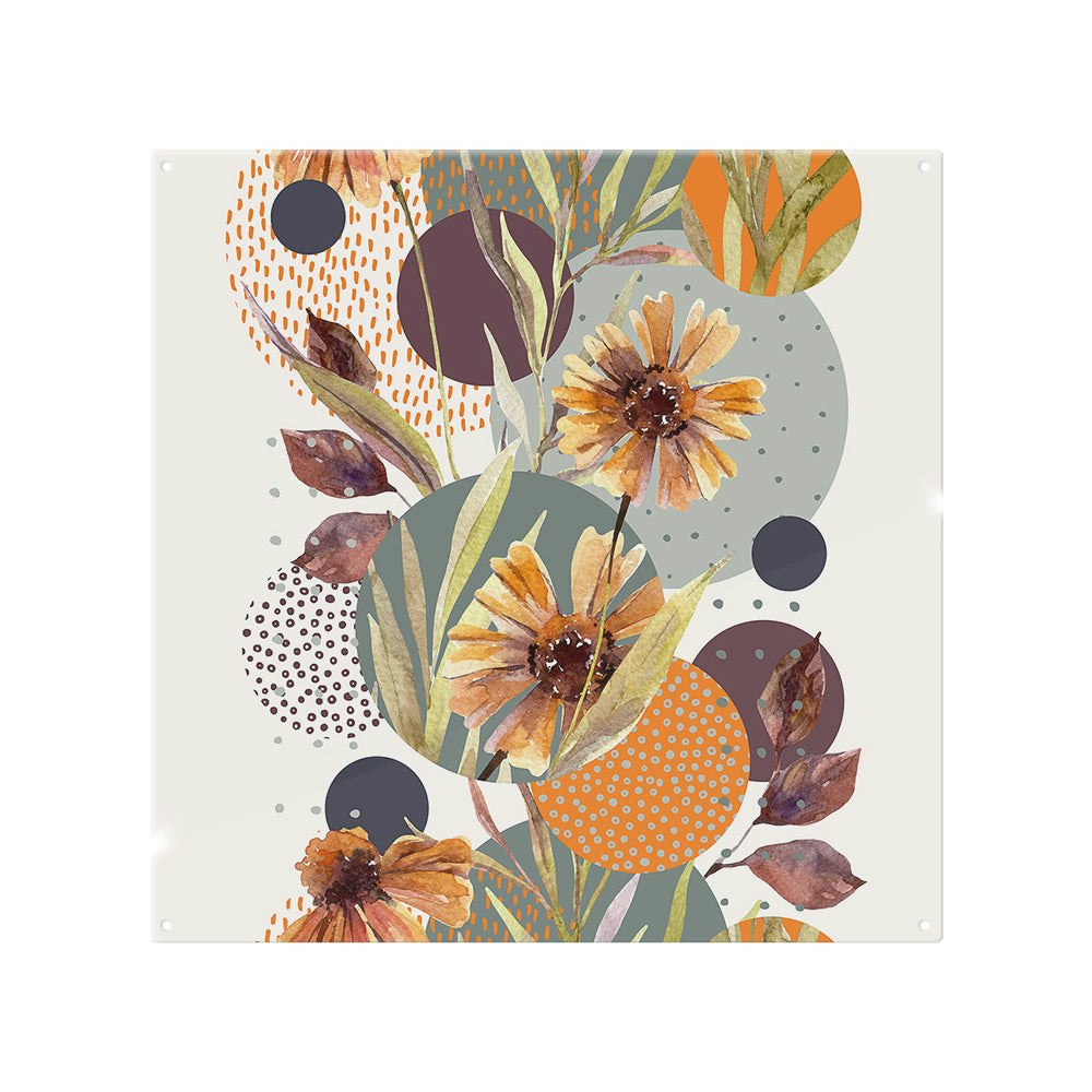 Rackhams Orange Geometric With Flowers Splash Back - 70 X 90Cm