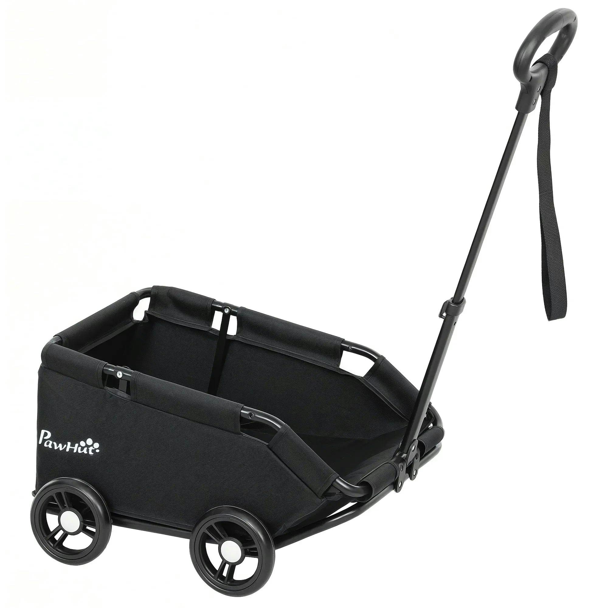 Pawhut Foldable Dog Stroller With Safety Straps, Storage Bag, Black - Image 3