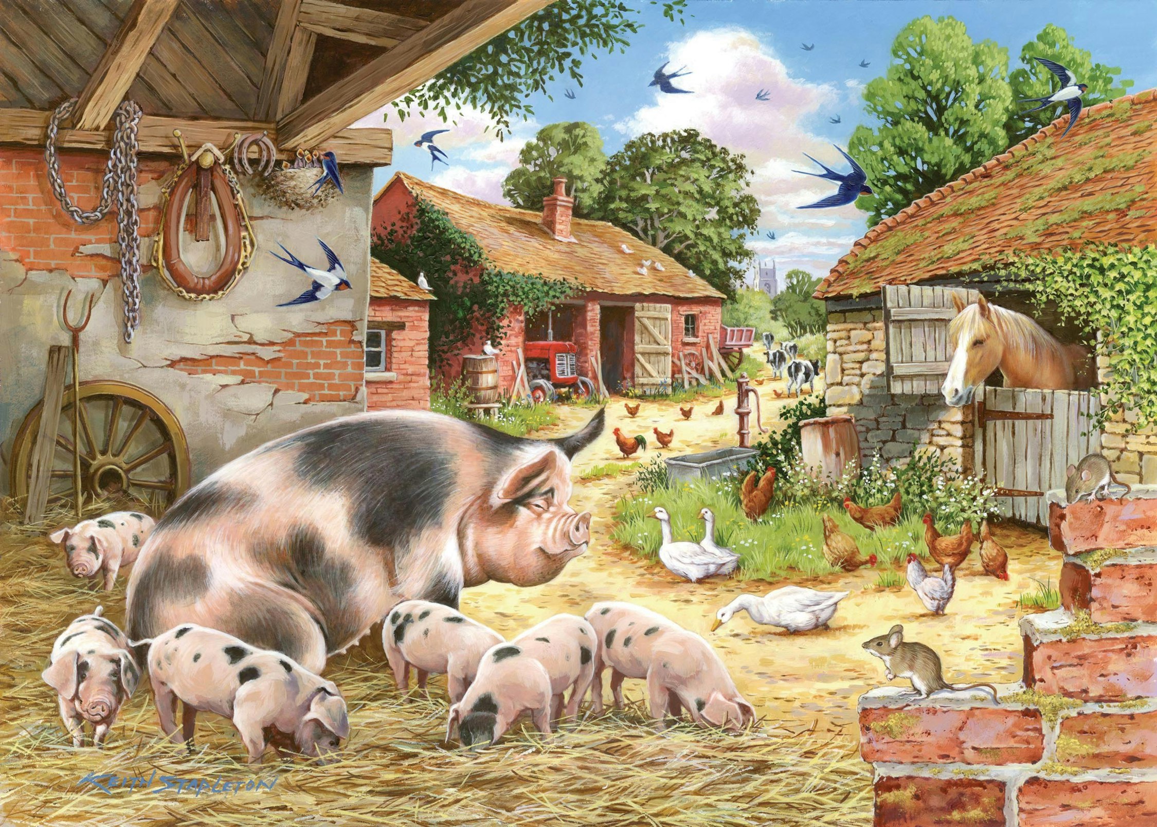 The House Of Puzzles Poppy's Piglets - Big 500 Piece Jigsaw Puzzle