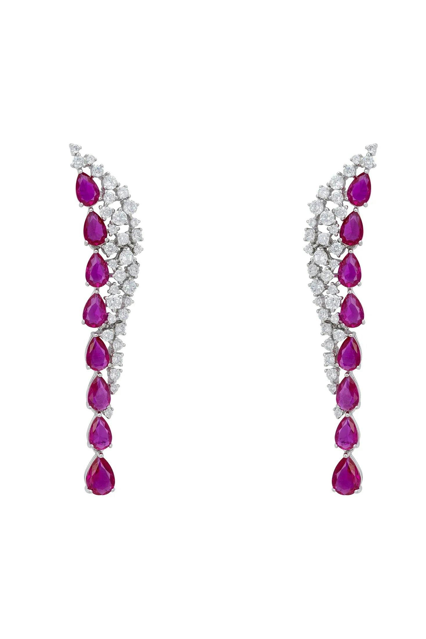 Latelita Silver Baroness Gemstone Drop Earrings Ruby