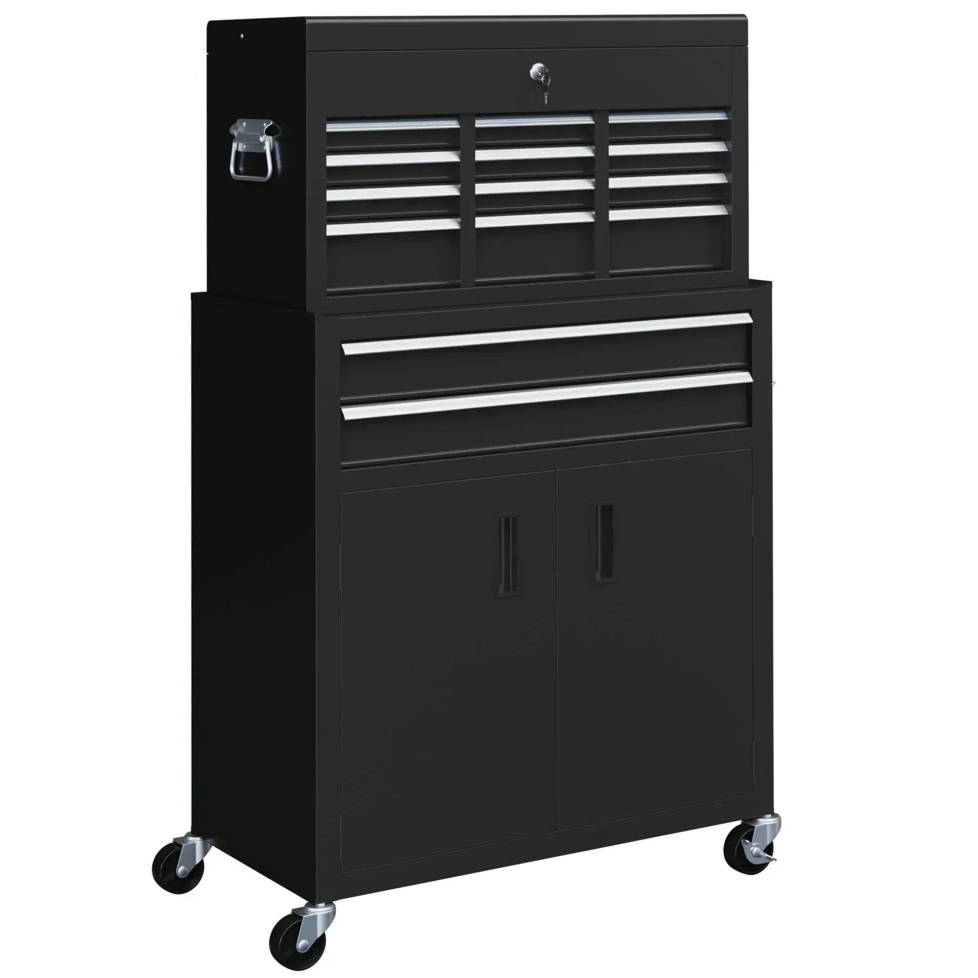 B&Q - Top Chest And Roller Cabinet Combo Metal Tool Cabinet On Wheels Black - Image 6