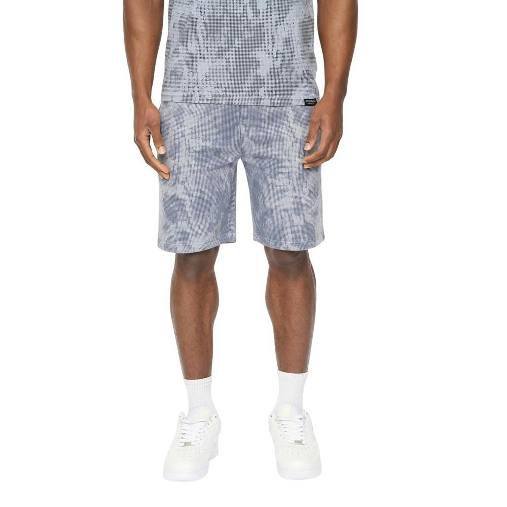 Crosshatch Men's Blue Bardon Camo Sweat Shorts - Steel Camo - M - Steel Camo - 60% Cotton/40% Polyester