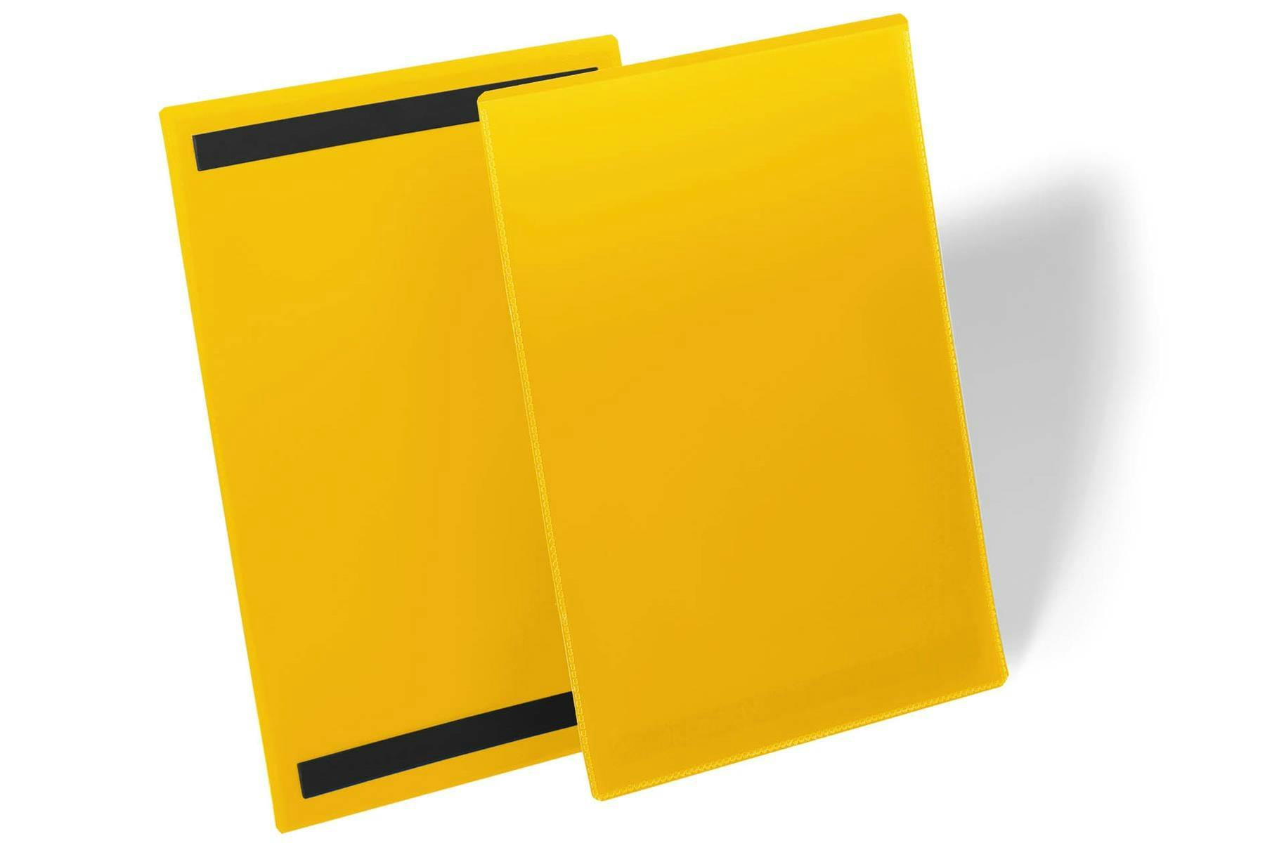 Rackhams Yellow Magnetic Ticket Label Holder Document Pockets | 50 Pack | A4