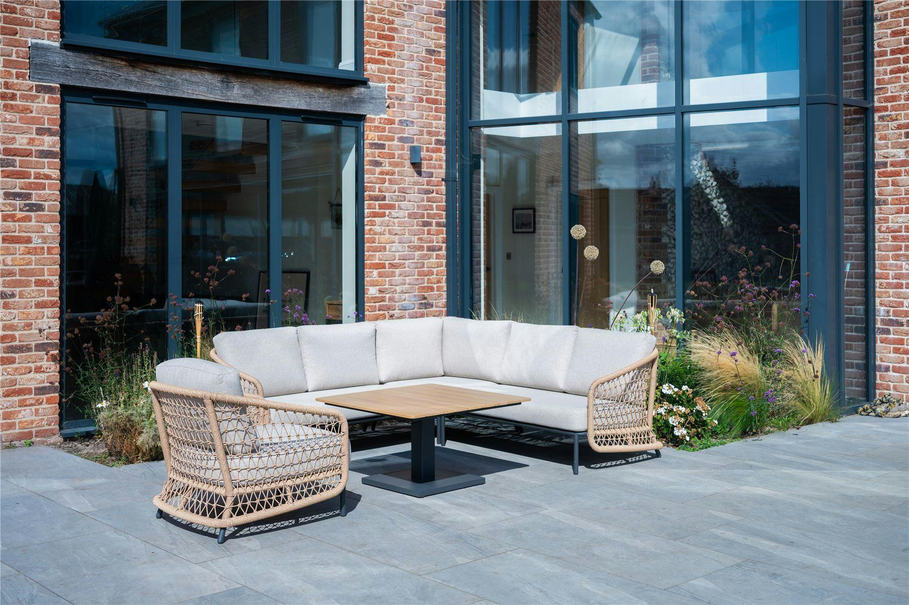 Norfolk Leisure Norfolk Collection Peakdale Open Weave Mini Corner With Armchair And Height Adjust Table