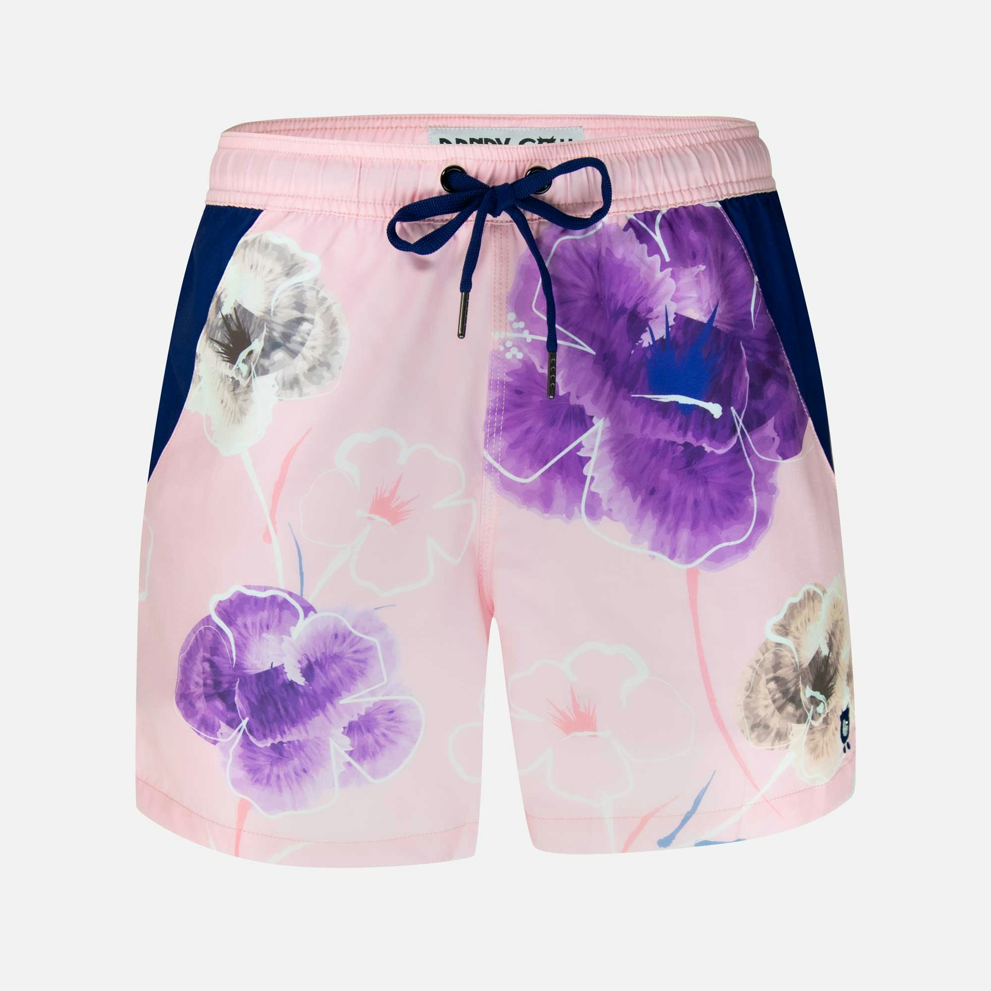 Randy Cow Pink Floral - Swim Shorts With Waterproof Pocket - Xs