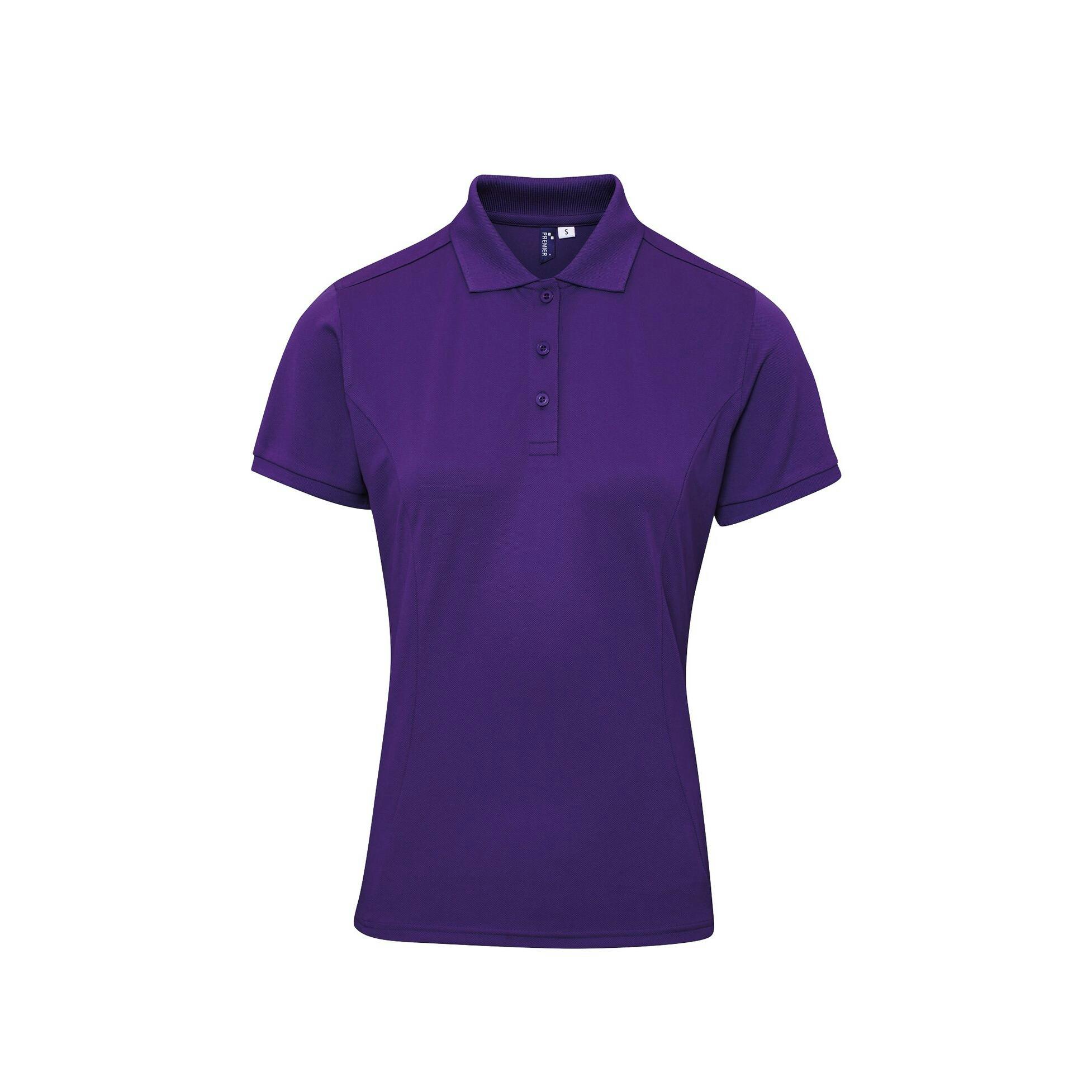 Premier Women's Purple Coolchecker Plus Piqu Polo With Coolplus In | Size: Small - Image 3