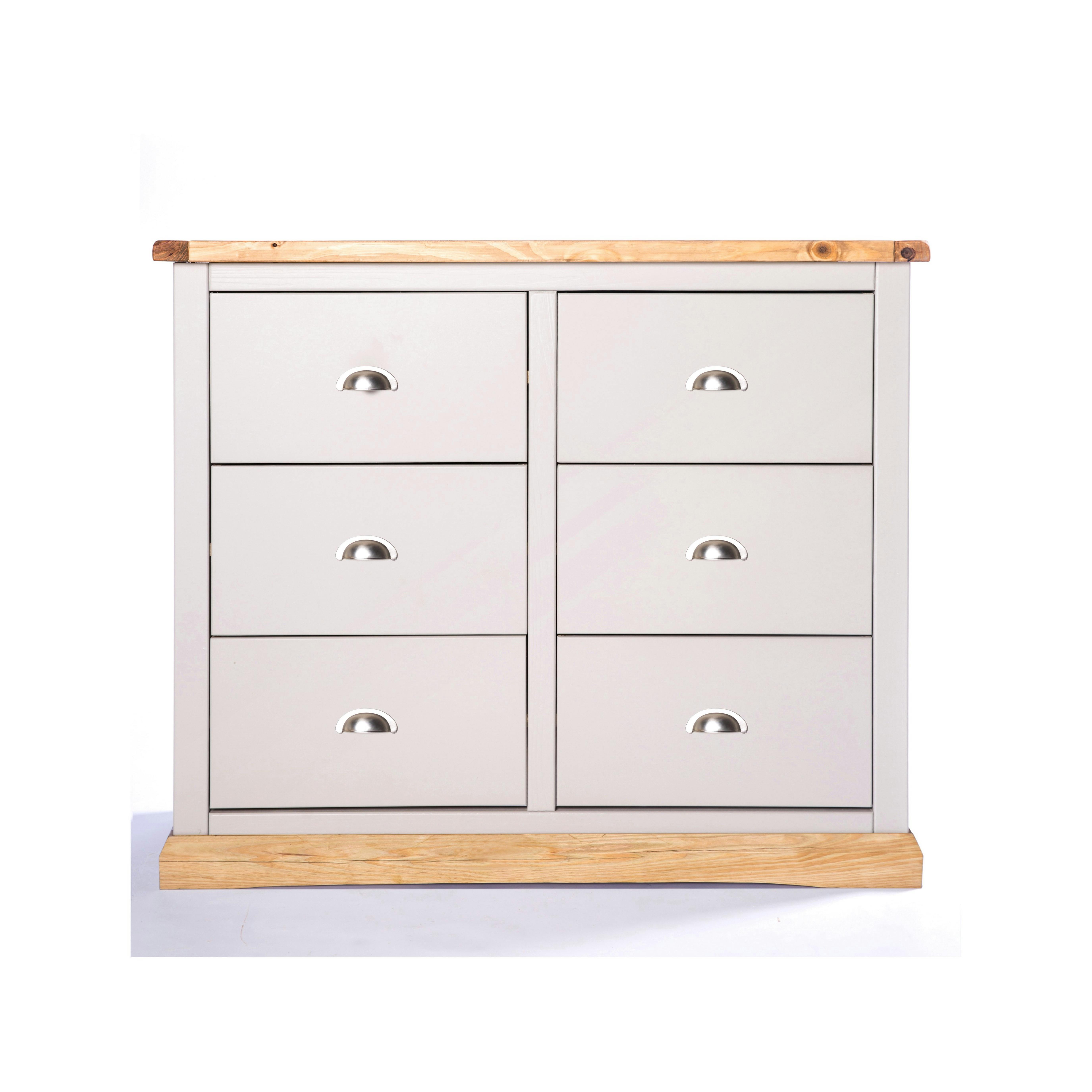 Rackhams Light/Grey Bomporto 6 Drawer Chest Of Drawers Chrome Cup Handle