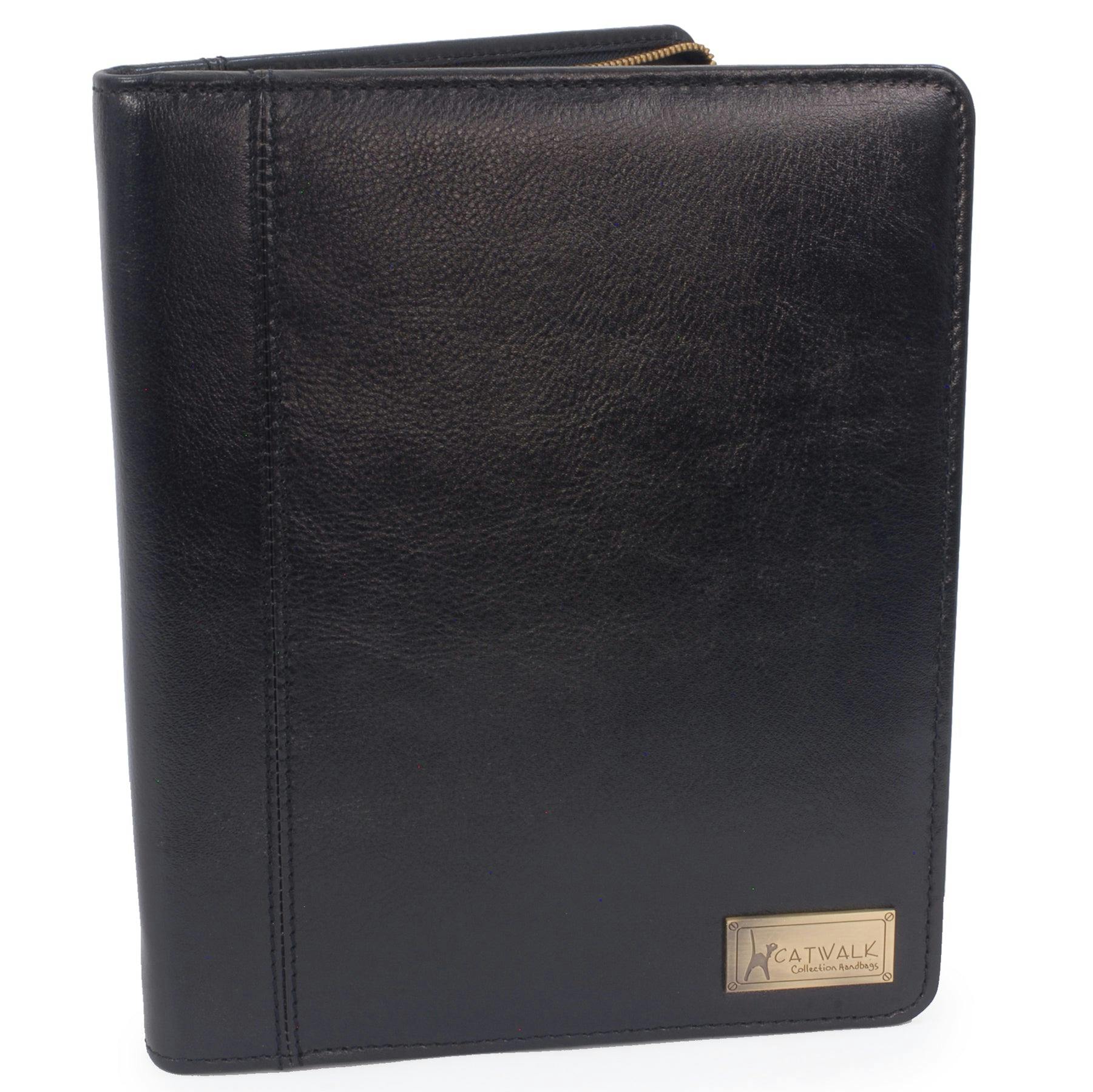 Catwalk Collection Handbags Black Angela - A5 Zip Folder