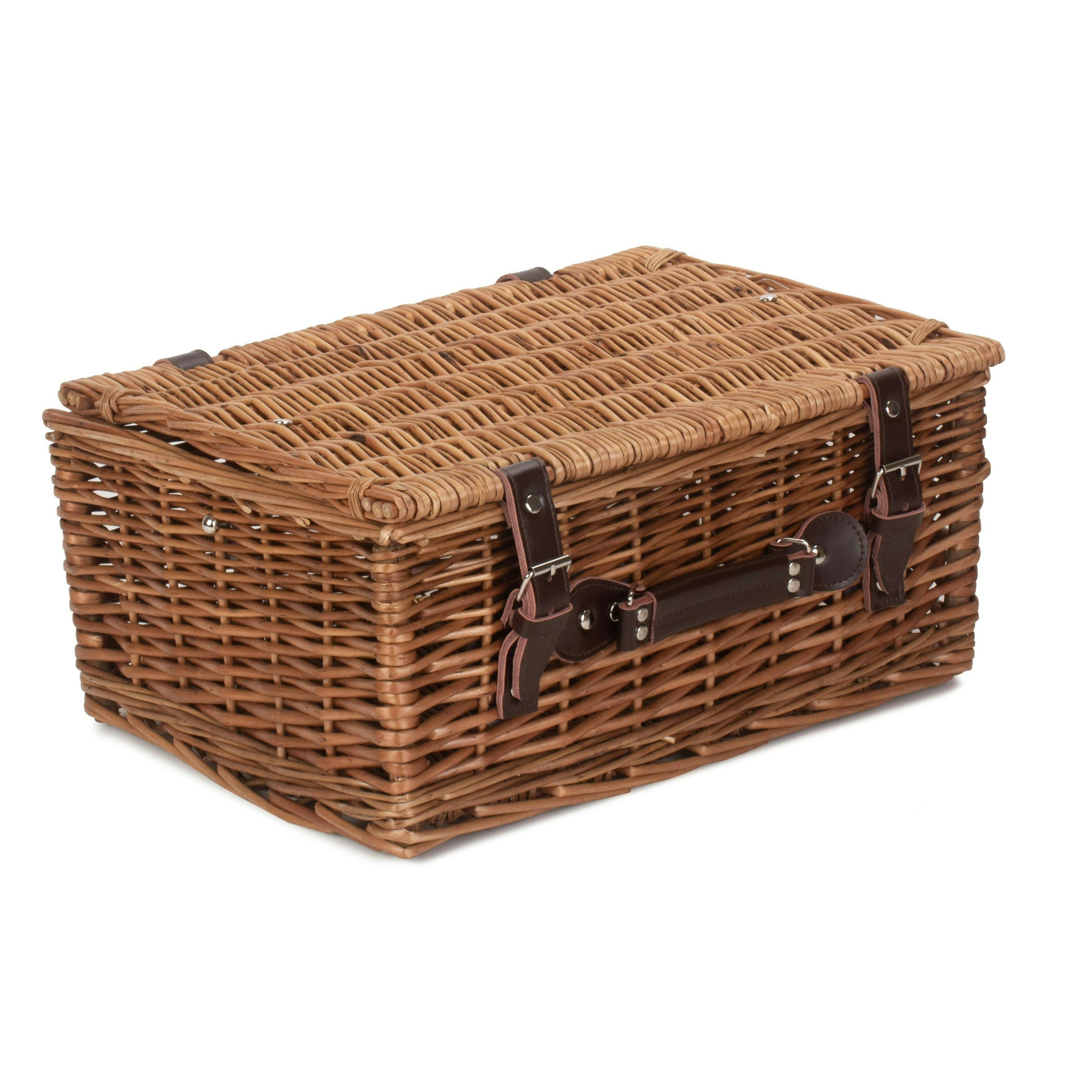 Rackhams Brown 40Cm Double Steamed Wicker Picnic Basket