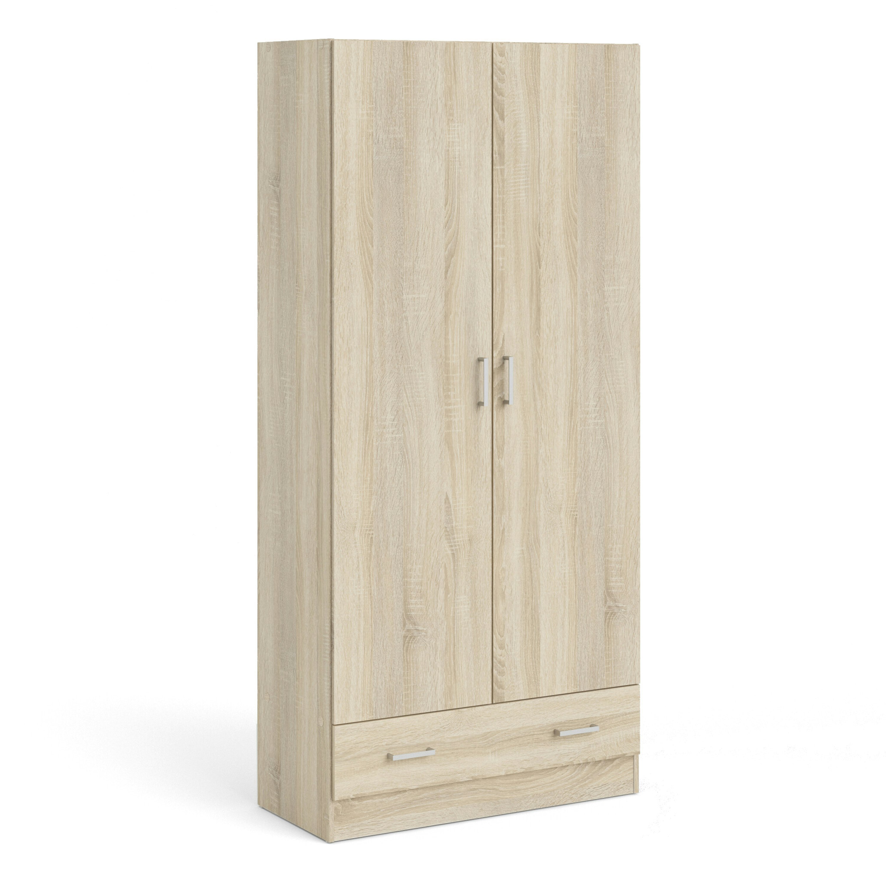 Furniture To Go Brown Space Wardrobe With 2 Doors + 1 Drawer In Oak 1750 - Malemine - 1