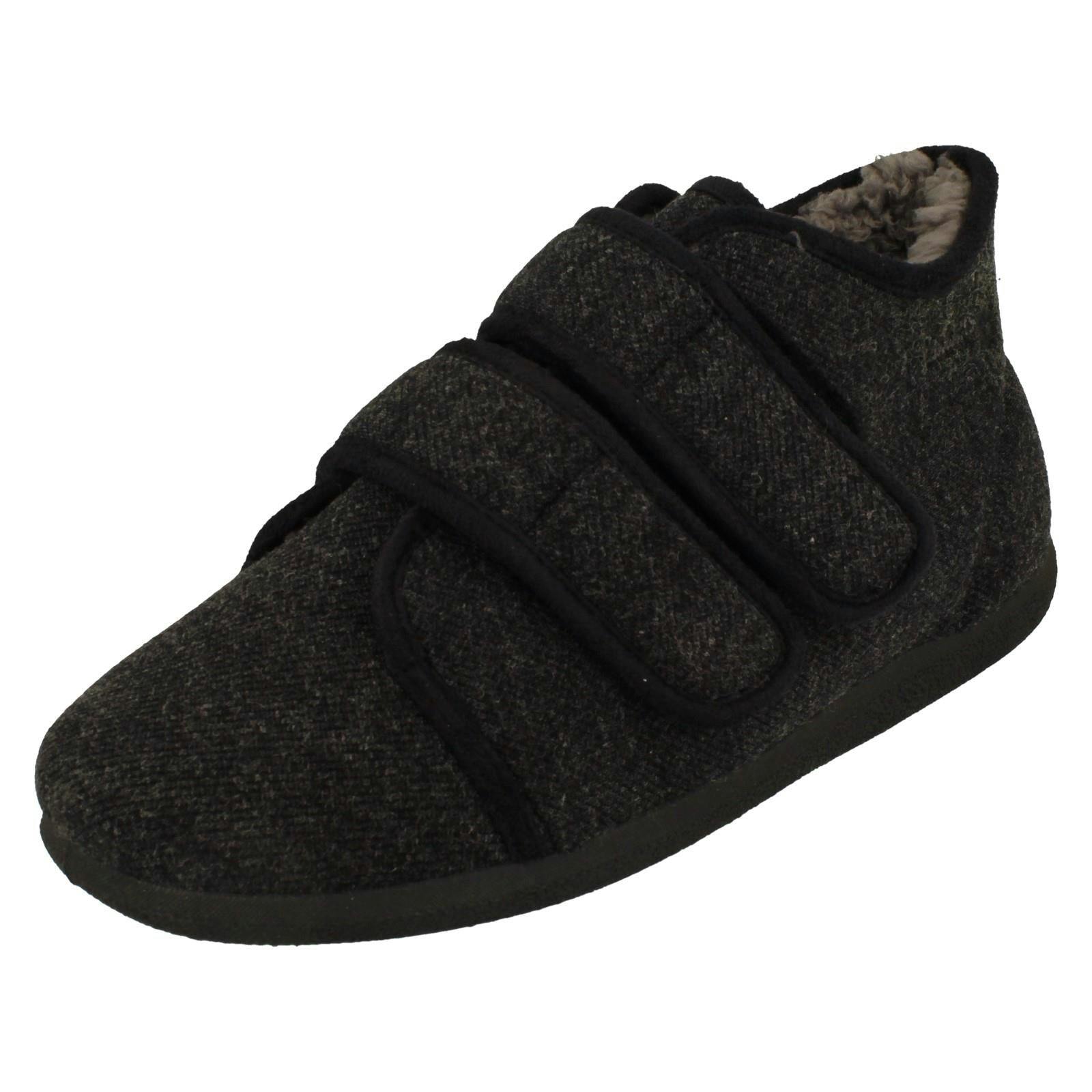 Padders Men's Extra Wide Slipper Brian - Charcoal Fleck - Uk 8