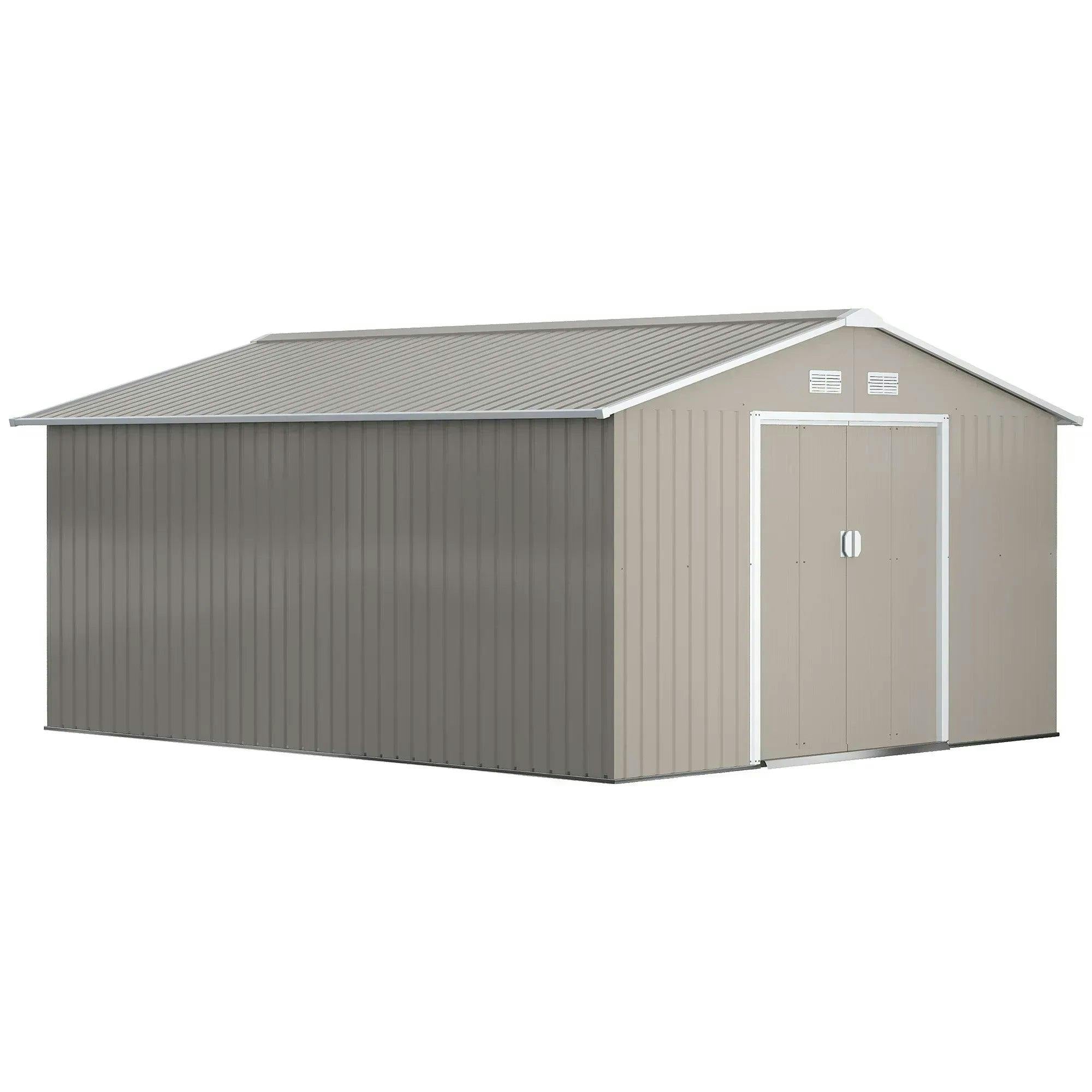 Outsunny Unisex Light Grey Outdoor Garden Storage Shed W/2 Doors Galvanised Metal In - Image 6
