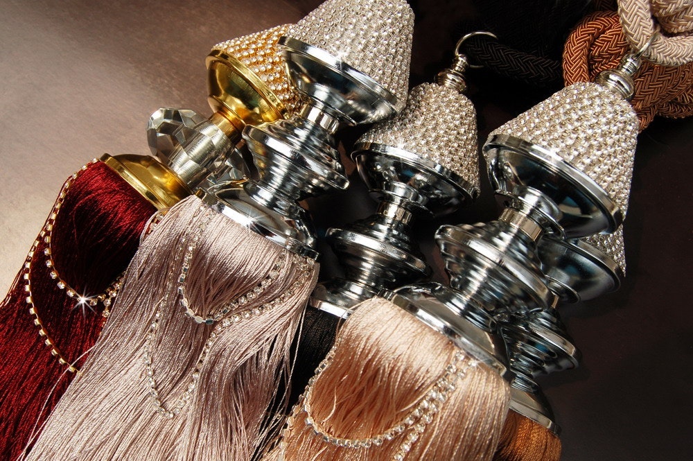 Rackhams Burgundy Diamante Rope Tassel Curtain Tie Back