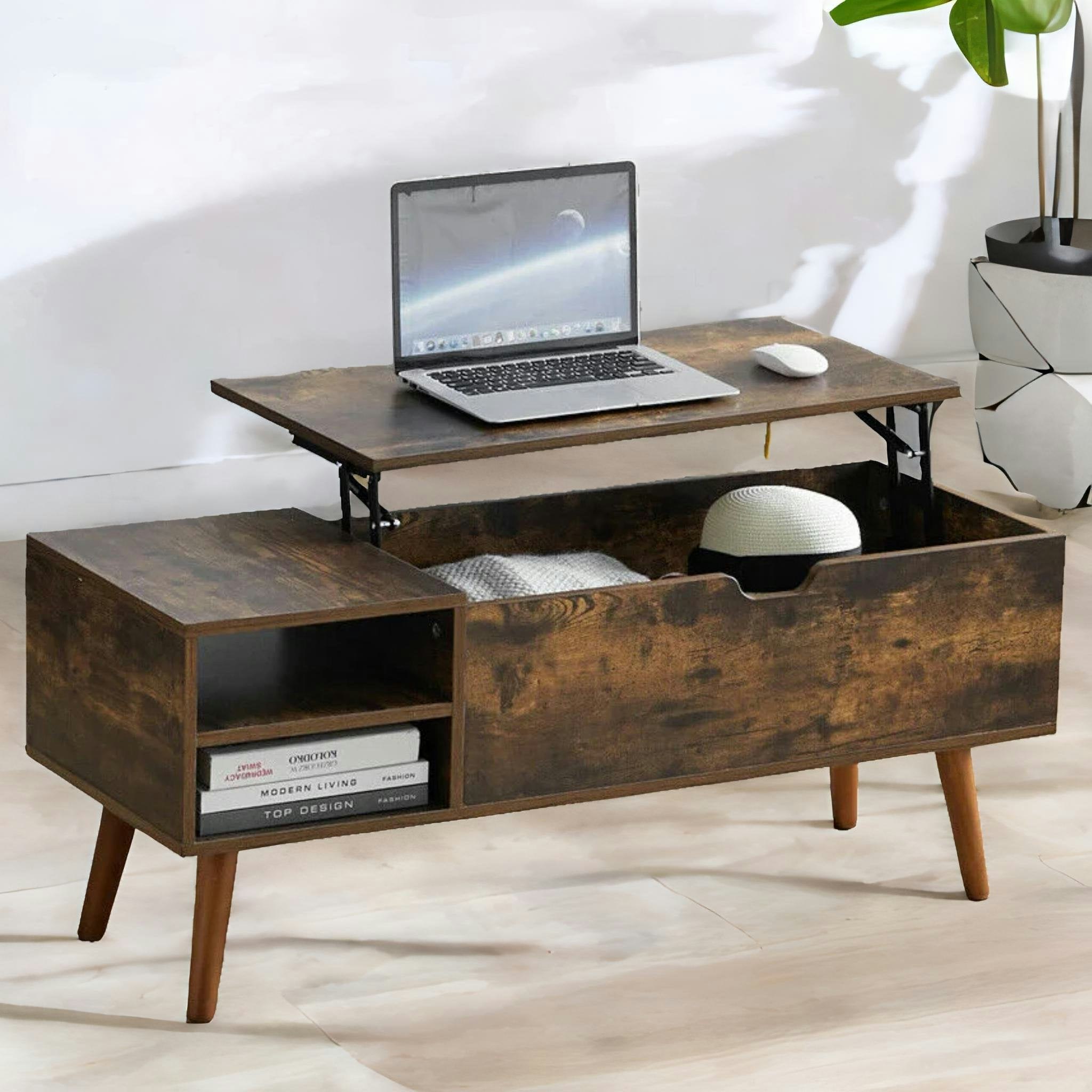 Rackhams Wooden Lift Top Coffee Table With Hidden Storage