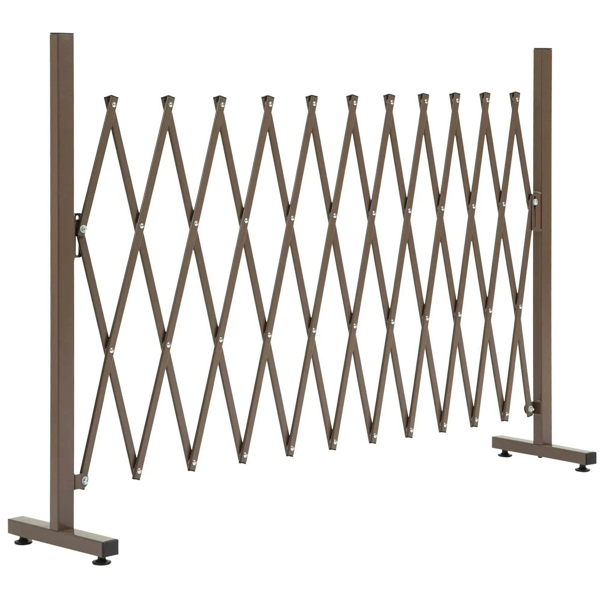 Outsunny Aluminum Alloy Movable Fence Foldable Garden Screen Panel, Dark Brown - Image 7