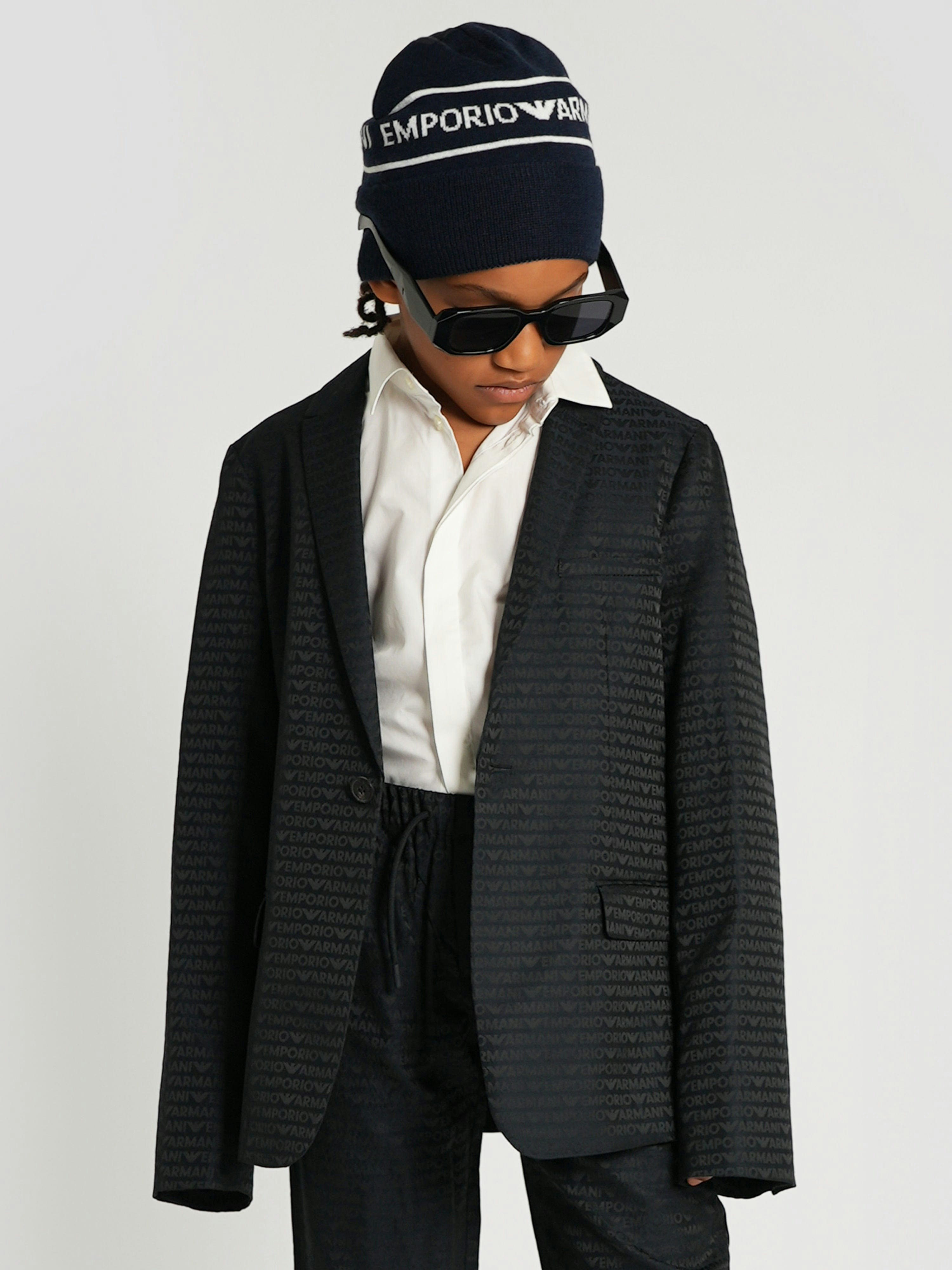 Emporio Armani Boys Blue Branded Blazer In Navy - 16 Yrs