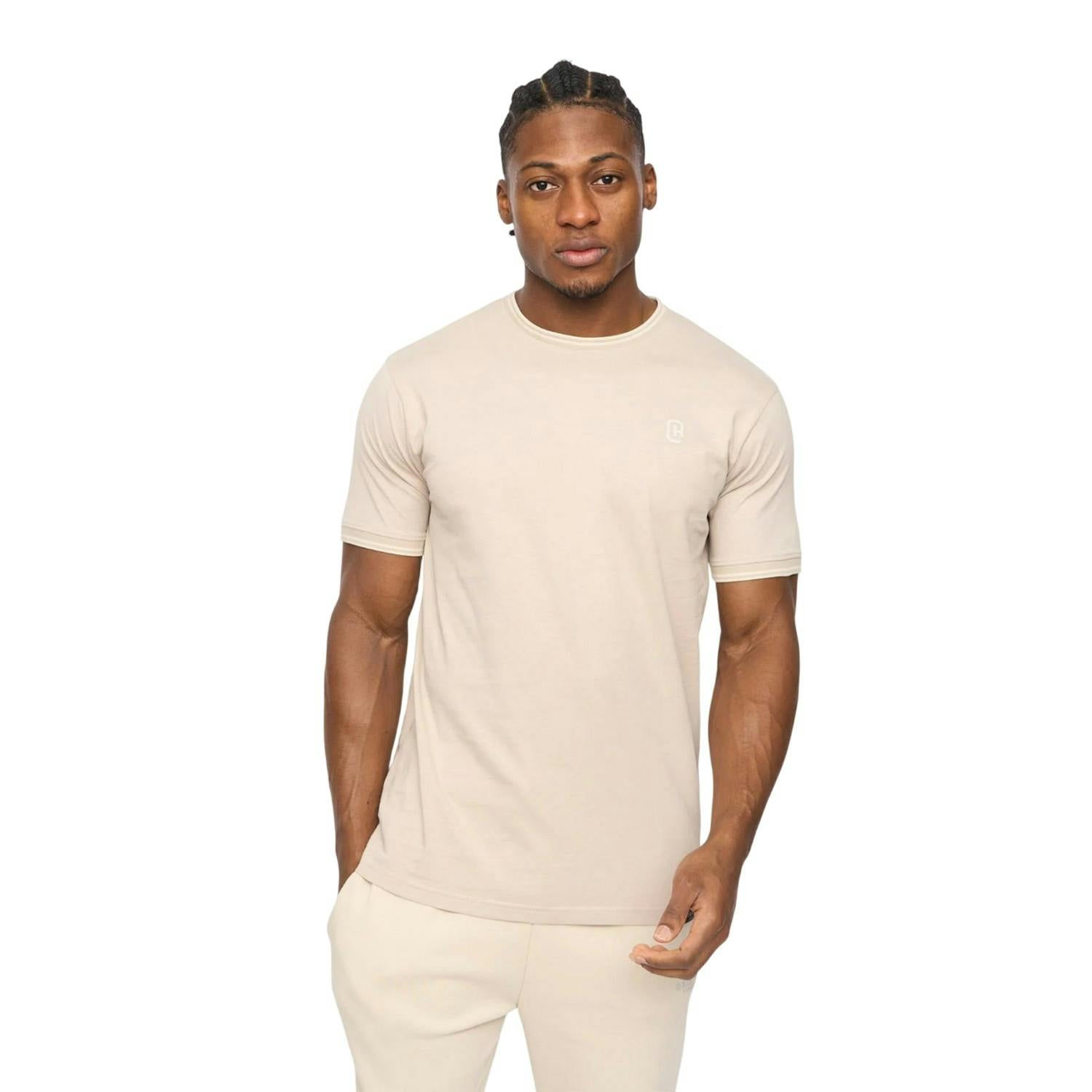 Crosshatch Men's Light Preece T-Shirt - Stone - Xl - Stone - 100% Cotton