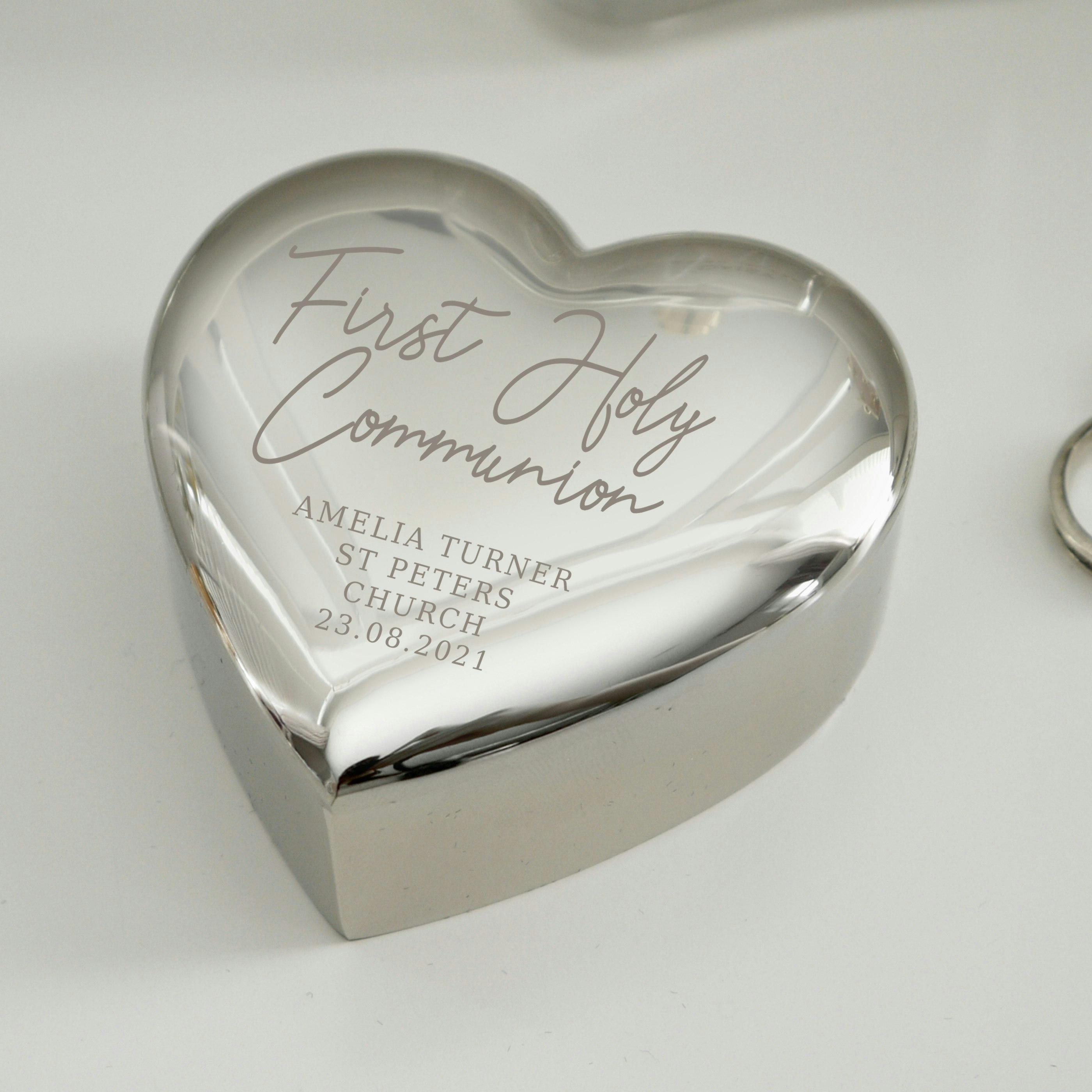Personalised Memento Company Personalised First Holy Communion Heart Trinket Box