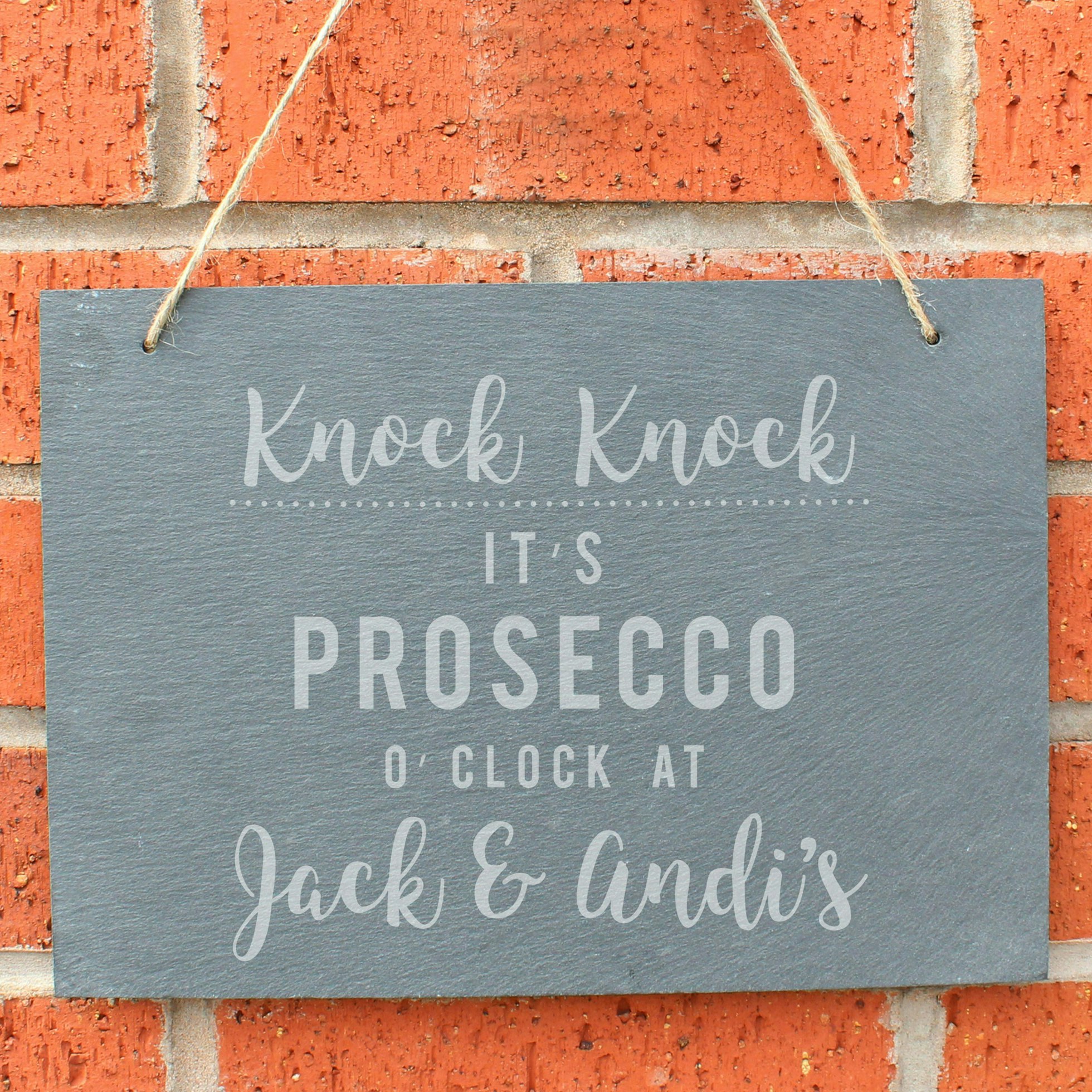 Personalised Memento Company Personalised Prosecco O'clock Large Hanging Slate Sign