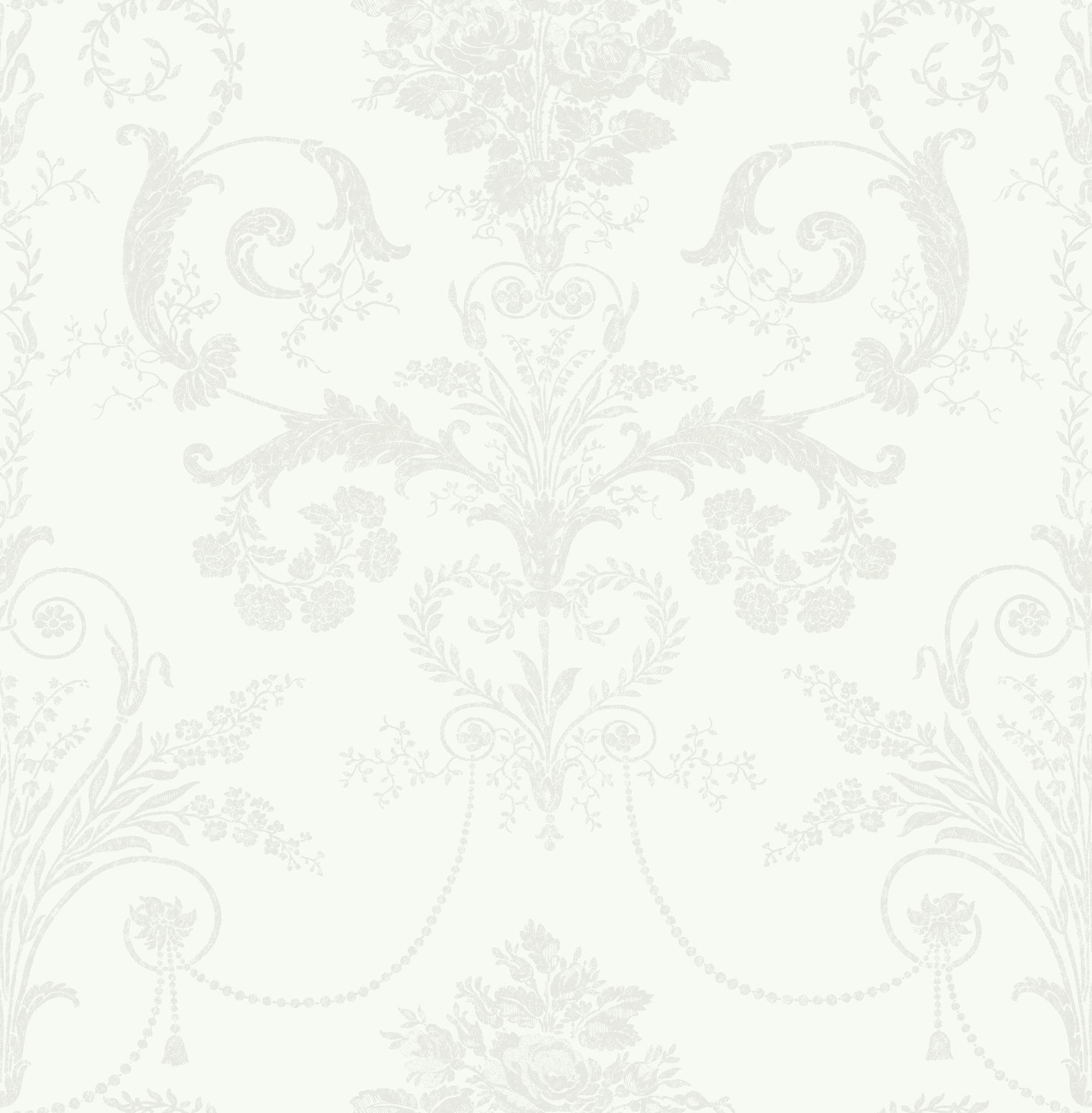 Laura Ashley White Josette Wallpaper - 10M