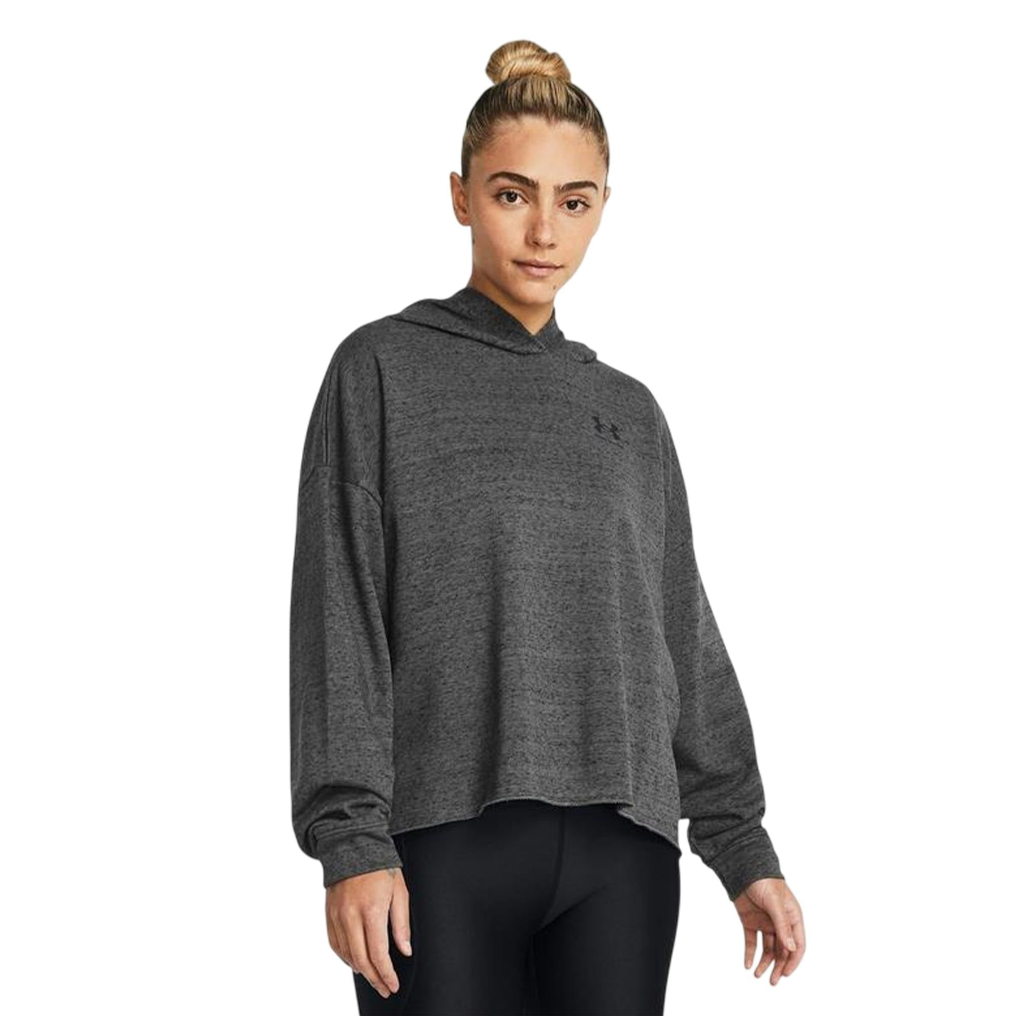 Under Armour Women's Rival Terrycloth Oversized Hoodie - Charcoal - 12 Uk - Charcoal - 100% Mixed