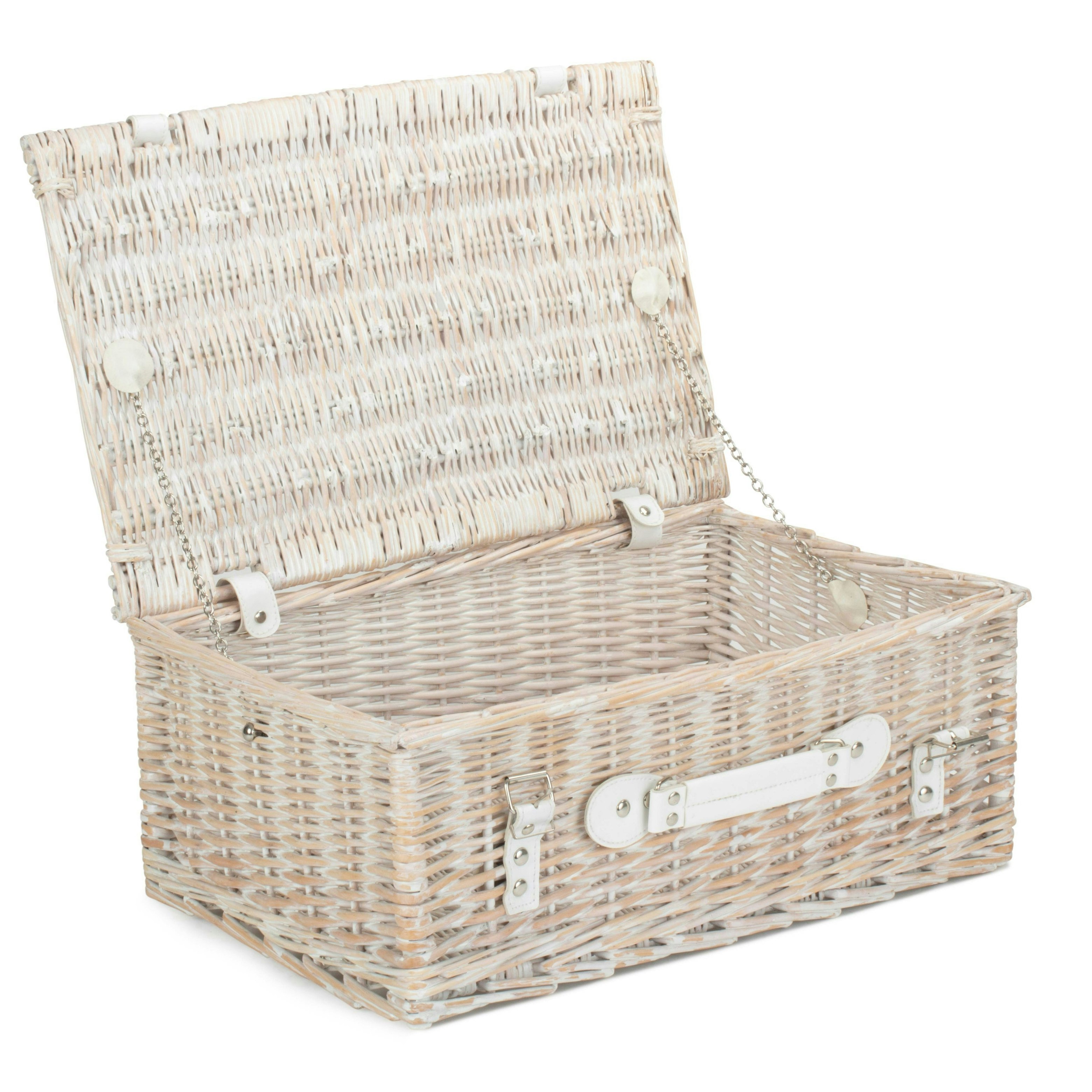 Rackhams White 45Cm Wash Willow Wicker Picnic Basket - Wicker - 1