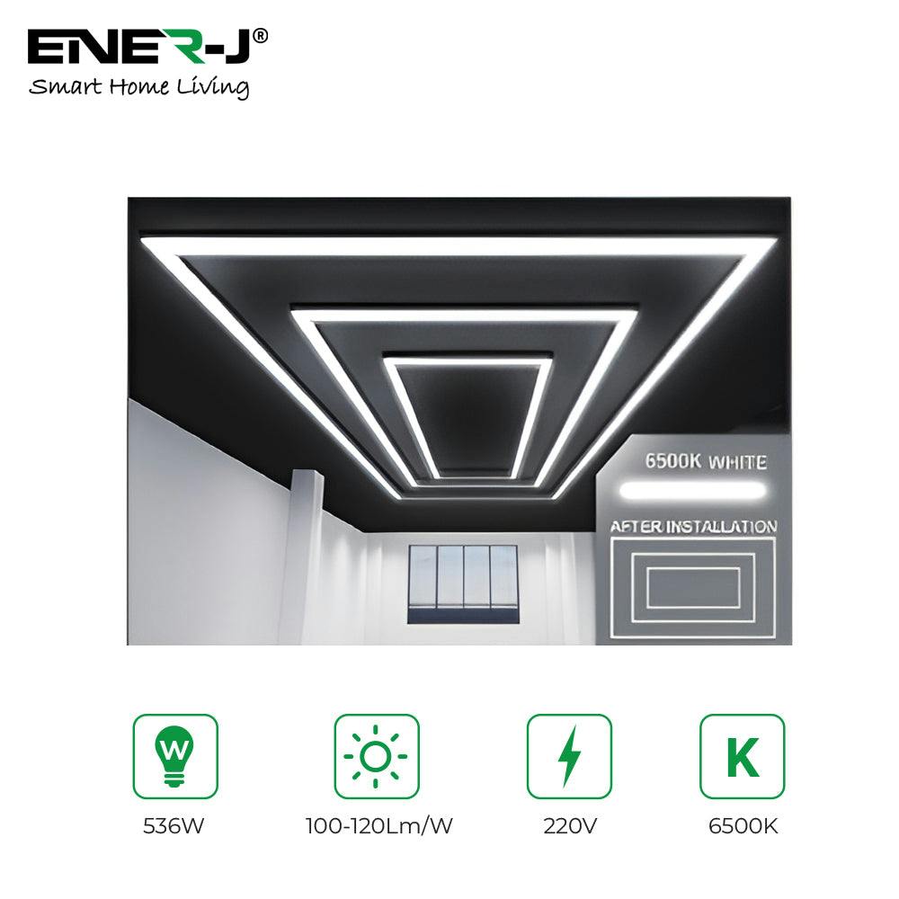 Ener-J Light 536W Designer Led Ceiling With Double Inner Frame & Border, 6500K Day, Modular Commercial Ing