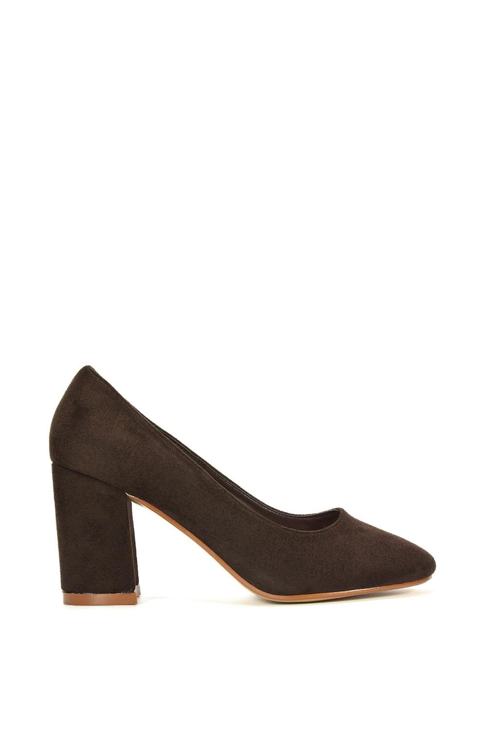 Xy London Women's Brown Round Toe Mid Block Heel Court Shoe Heels - 6