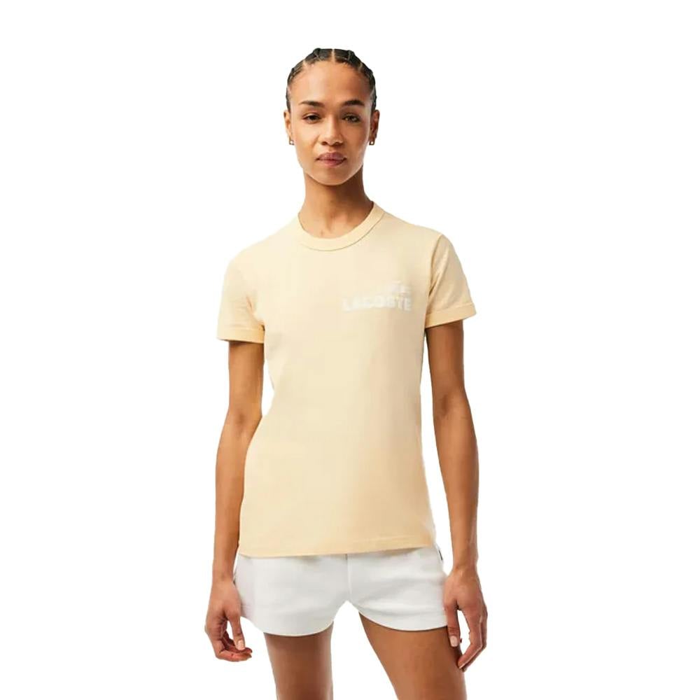 Lacoste Women's Yellow / Organic Cotton Slim T-Shirt - 10 Uk - 100% Organic Cotton