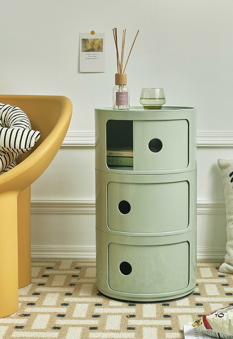 Rackhams Green Multi-Tiered Cylindrical Plastic Storage Drawer Unit