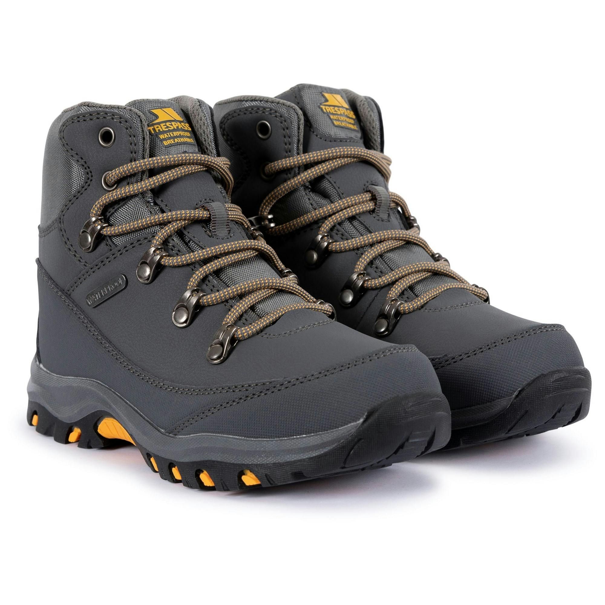 Trespass Boys Grey Corin Walking Boots - 5 Uk - 50% Polyurethane/50% Thermoplastic Rubber