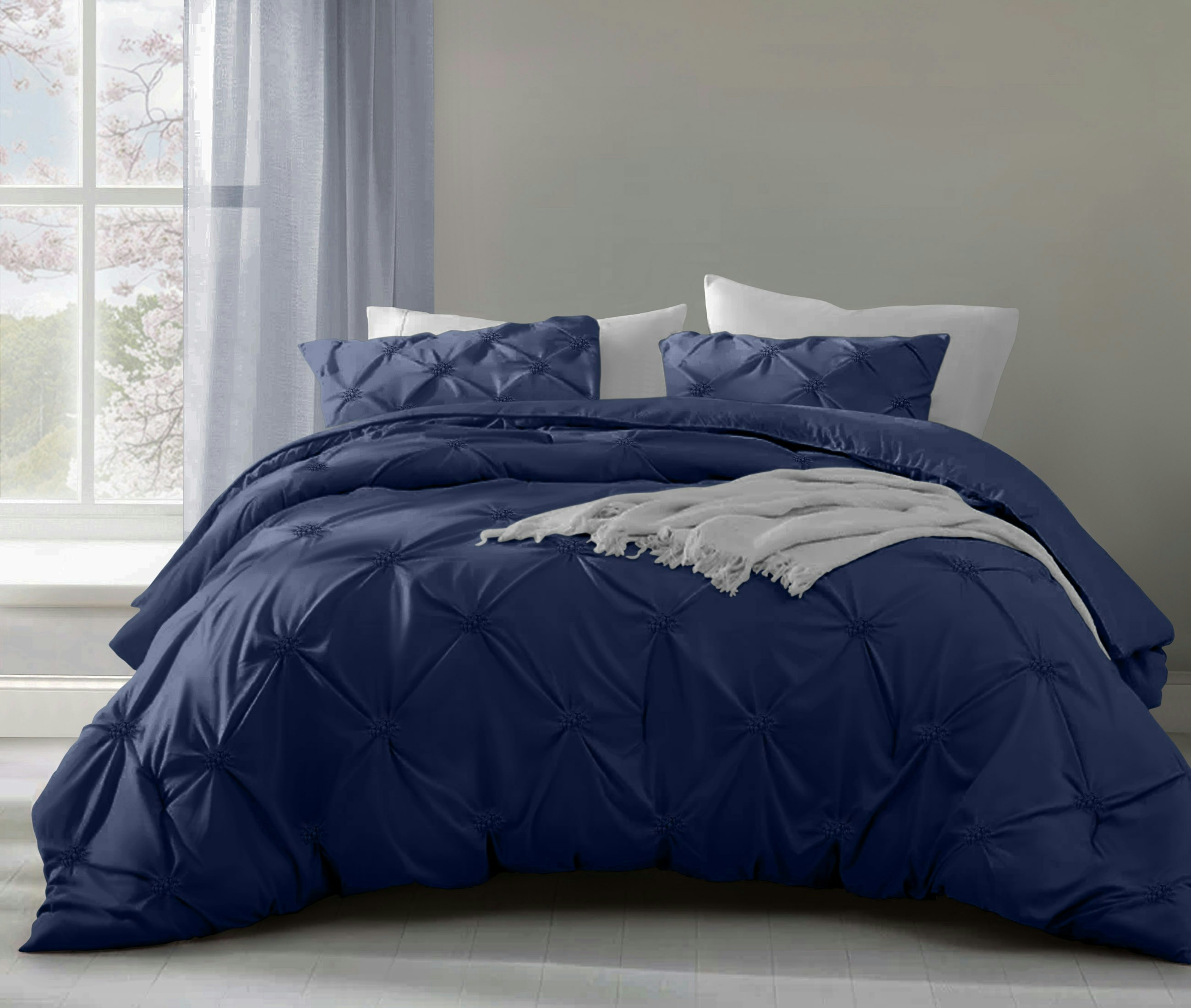 Rackhams Angelica Duvet Cover & Pillowcase Set - Navy - King