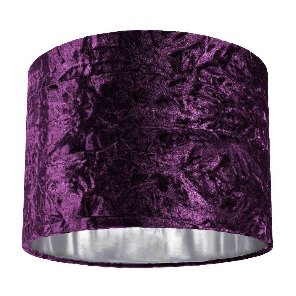 Rackhams Purple/Silver Modern Crushed Velvet 10" Table/Pendant Lampshade With Shiny Inner 18Cm
