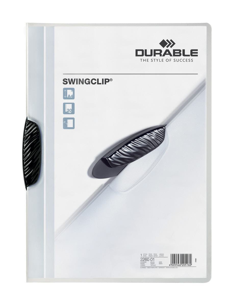 Rackhams Black Swingclip 30 Document Swing Clip File Folder | 25 Pack | A4
