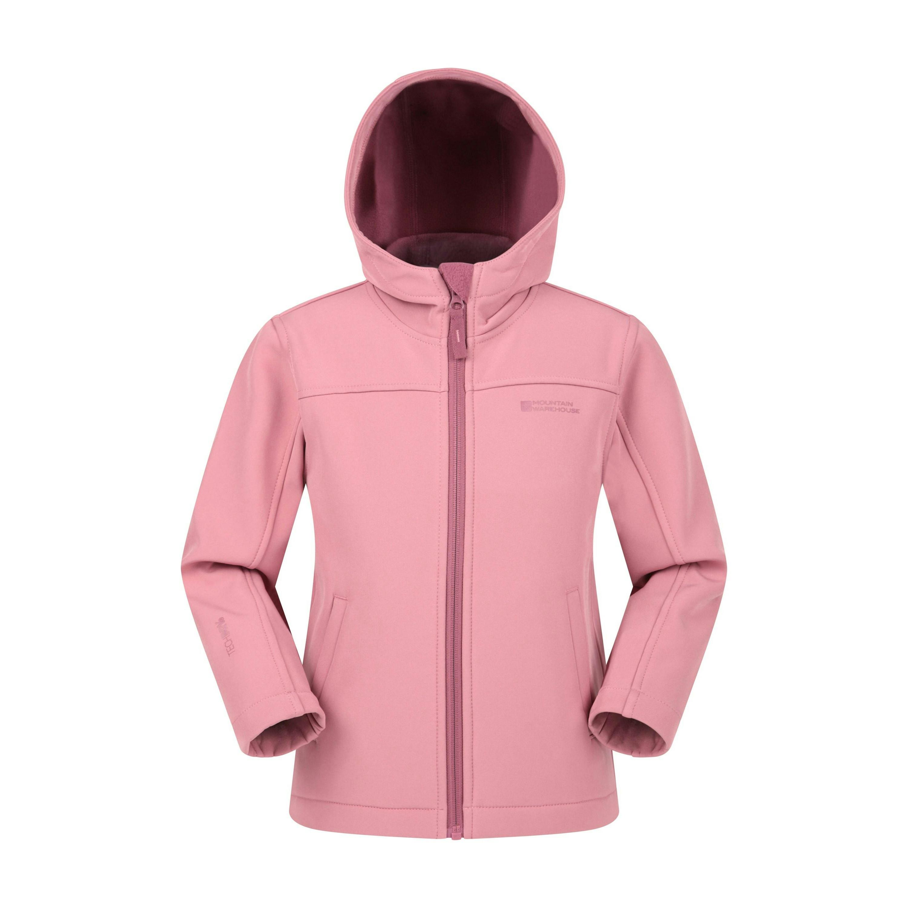 Mountain Warehouse Light/Pink Kids Water Resistant Soft Shell Jacket - 11-12 Years - 93% Polyester/7% Elastane