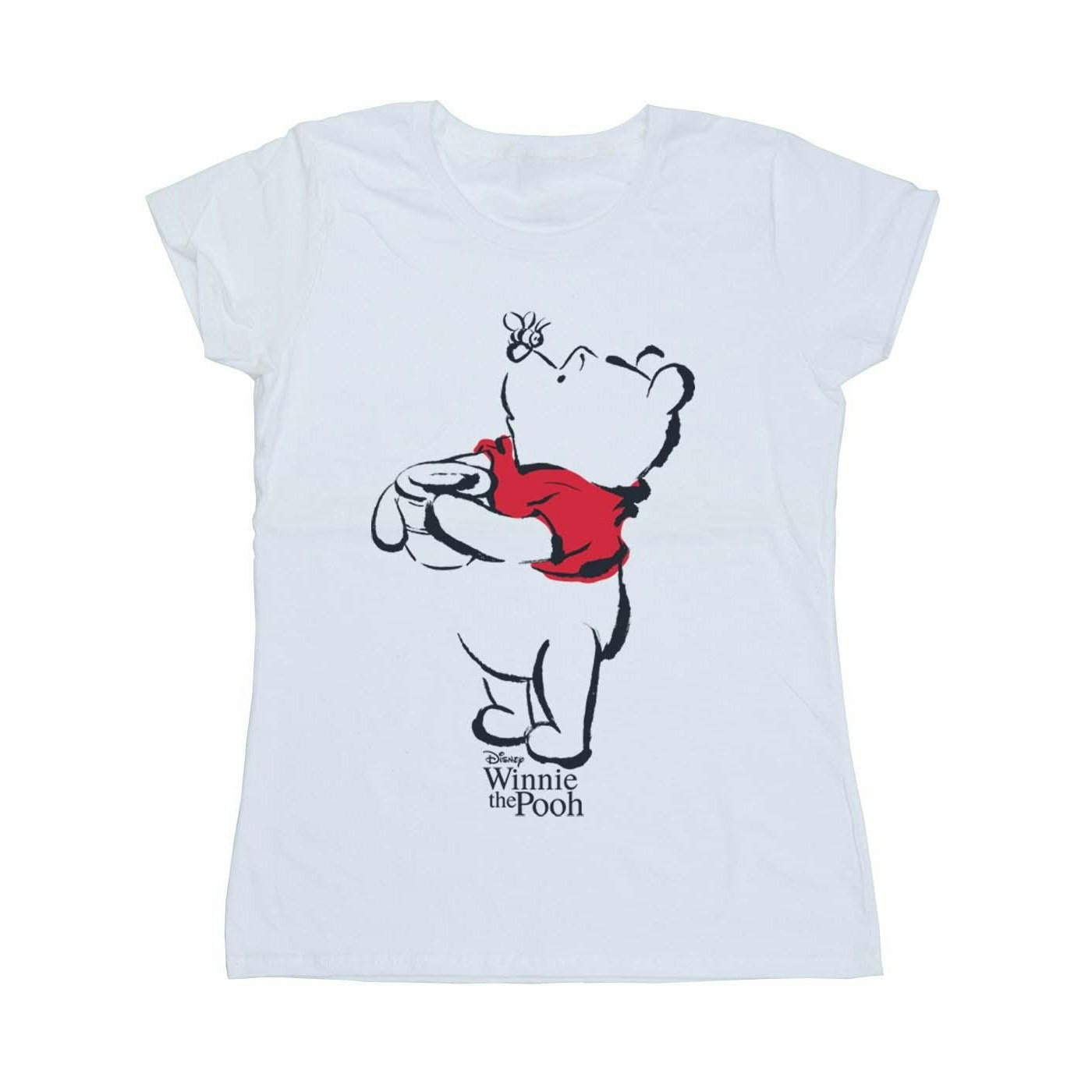 Disney Women's White Winnie The Pooh Drawing Cotton T-Shirt - Xxl