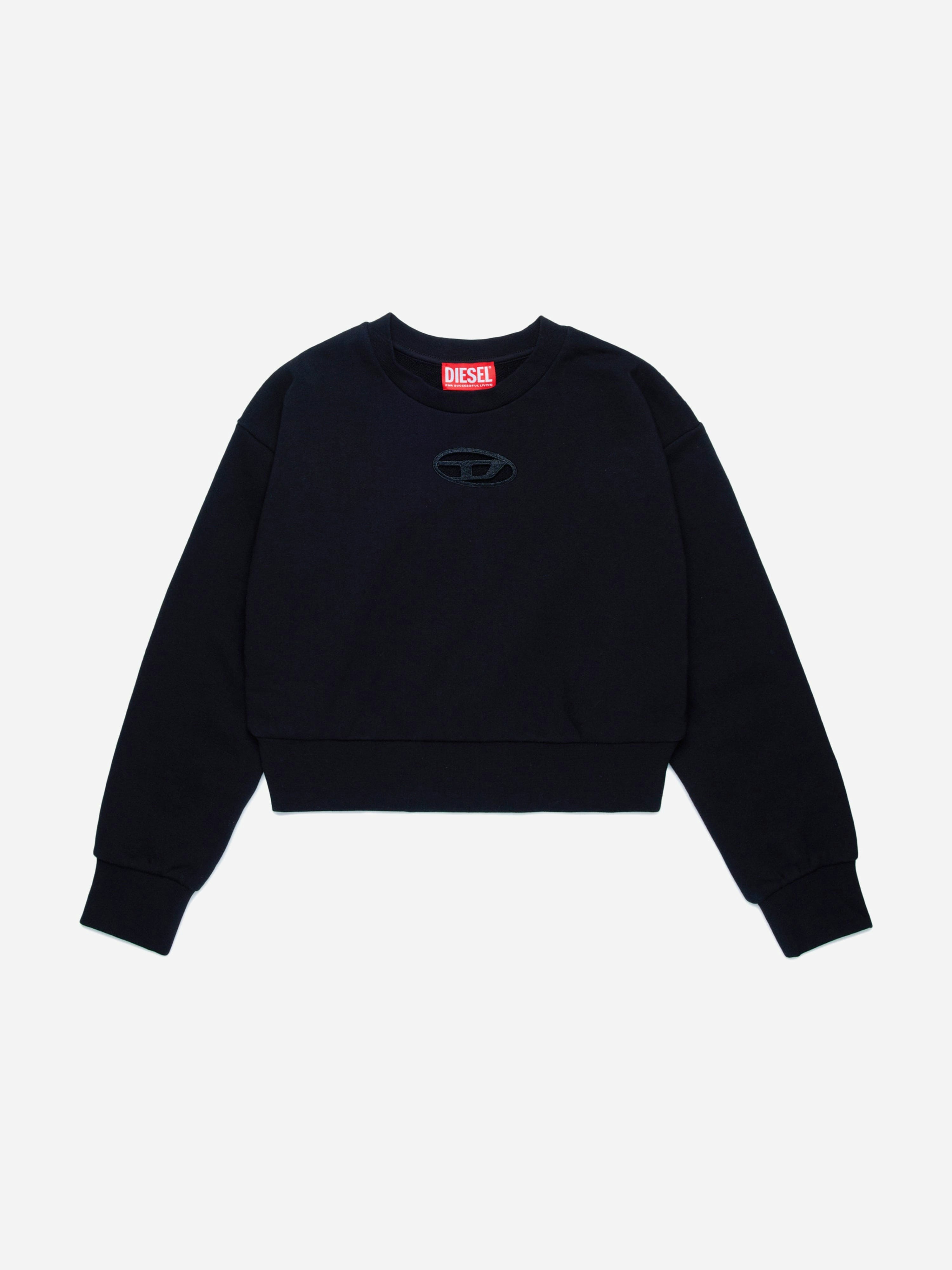 Diesel Girls Black Oval D Sweatshirt In - 10 Yrs