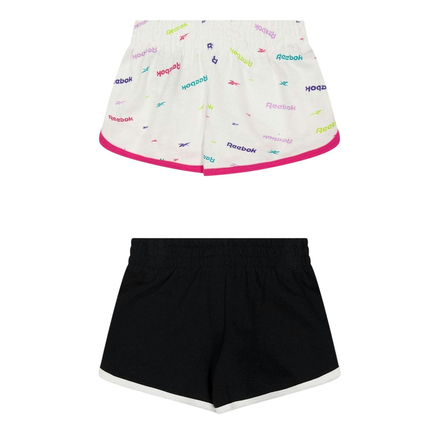 Reebok Girls White/Black Jersey Shorts (Pack Of 2) - 11-12 Years - 60% Cotton/40% Polyester