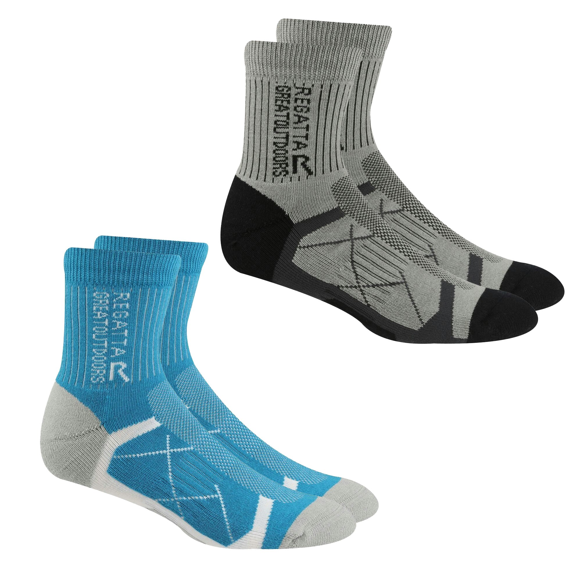 Regatta Women's Light/Blue / Outdoor Boot Socks (Pack Of 2) - Steel/Niagra - Steel/Niagra - Size 6