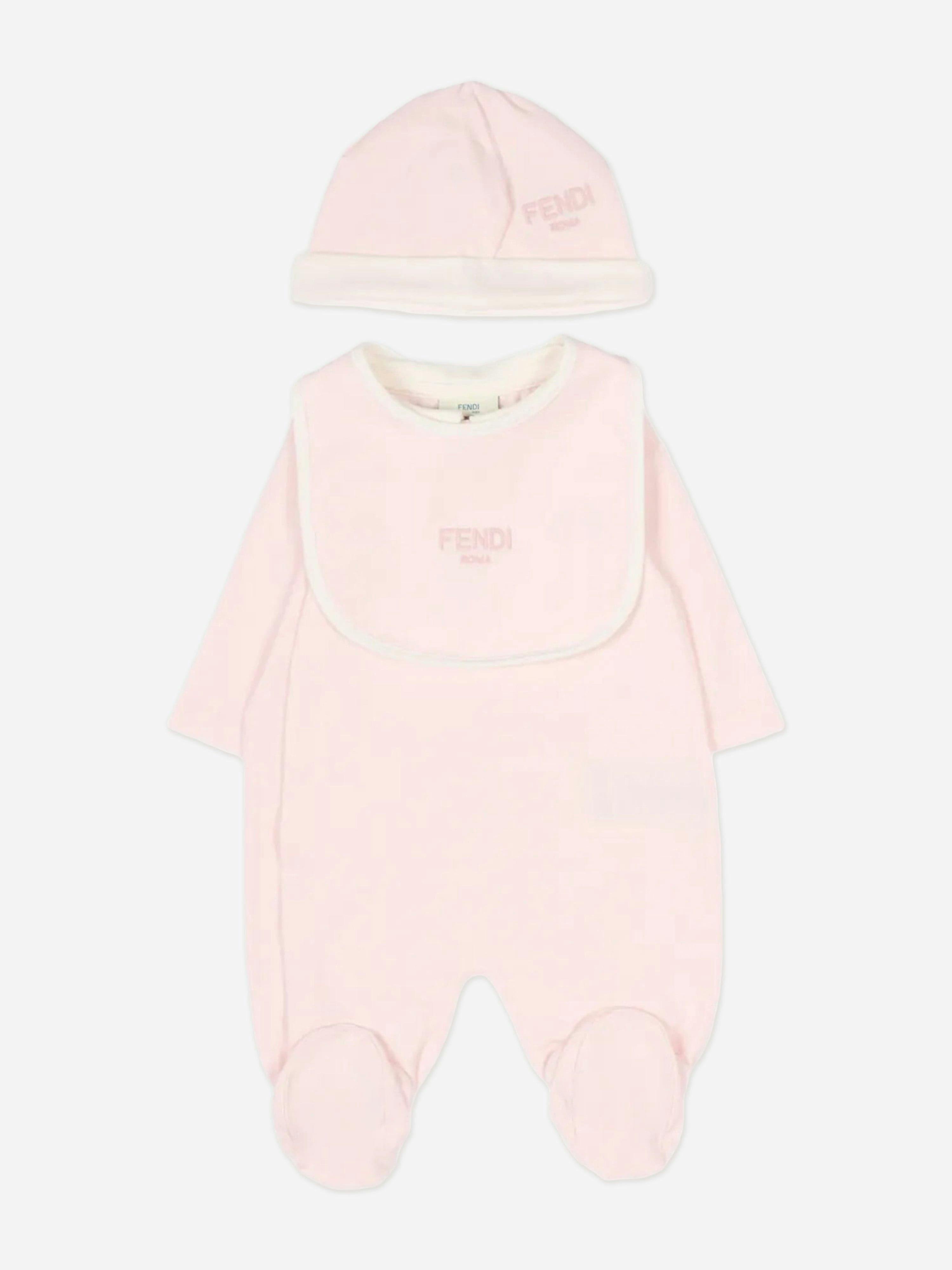 Fendi Kids Girls Pink Fendi Baby Babygrow Set In - 3 Mths