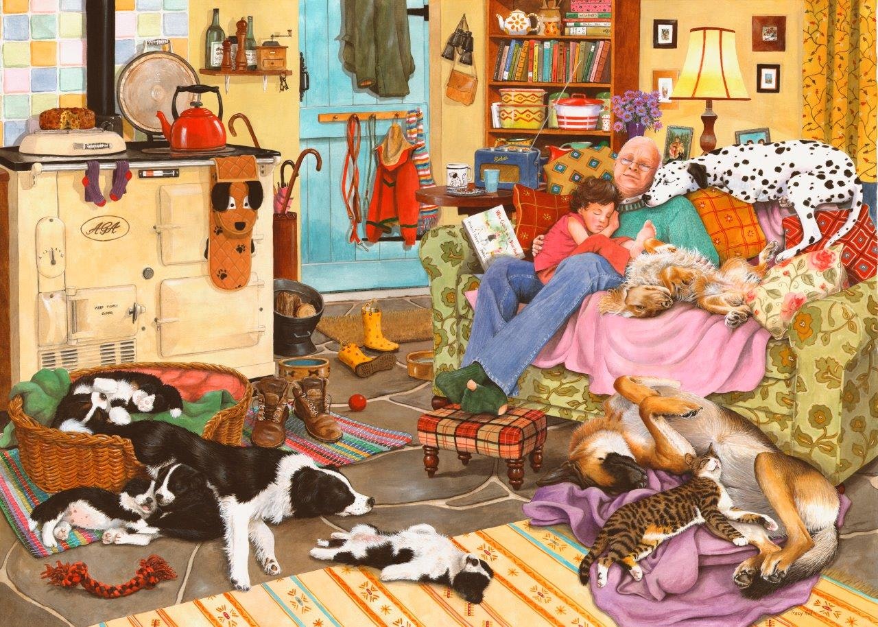 The House Of Puzzles Dog Tired - 1000 Piece Jigsaw Puzzle